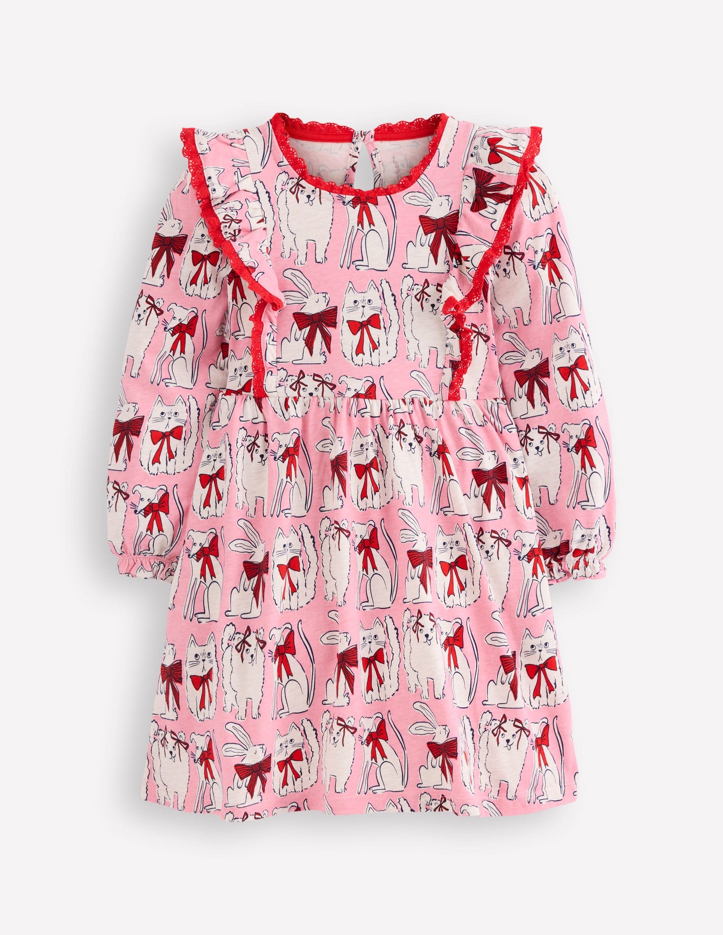 Long Sleeve Ruffle Dress-Bubblegum Pink Favourite Pets