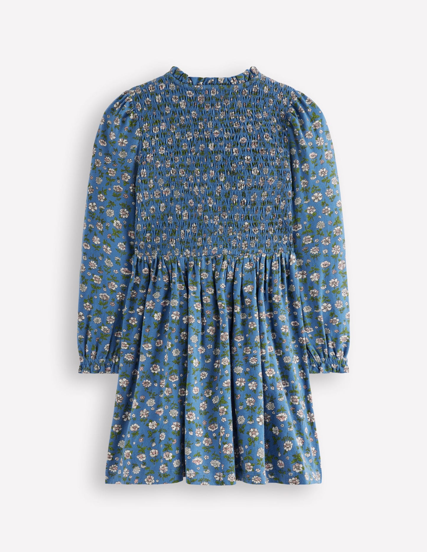 Shirred Bodice Jersey Dress-Bluejay Garden Flower