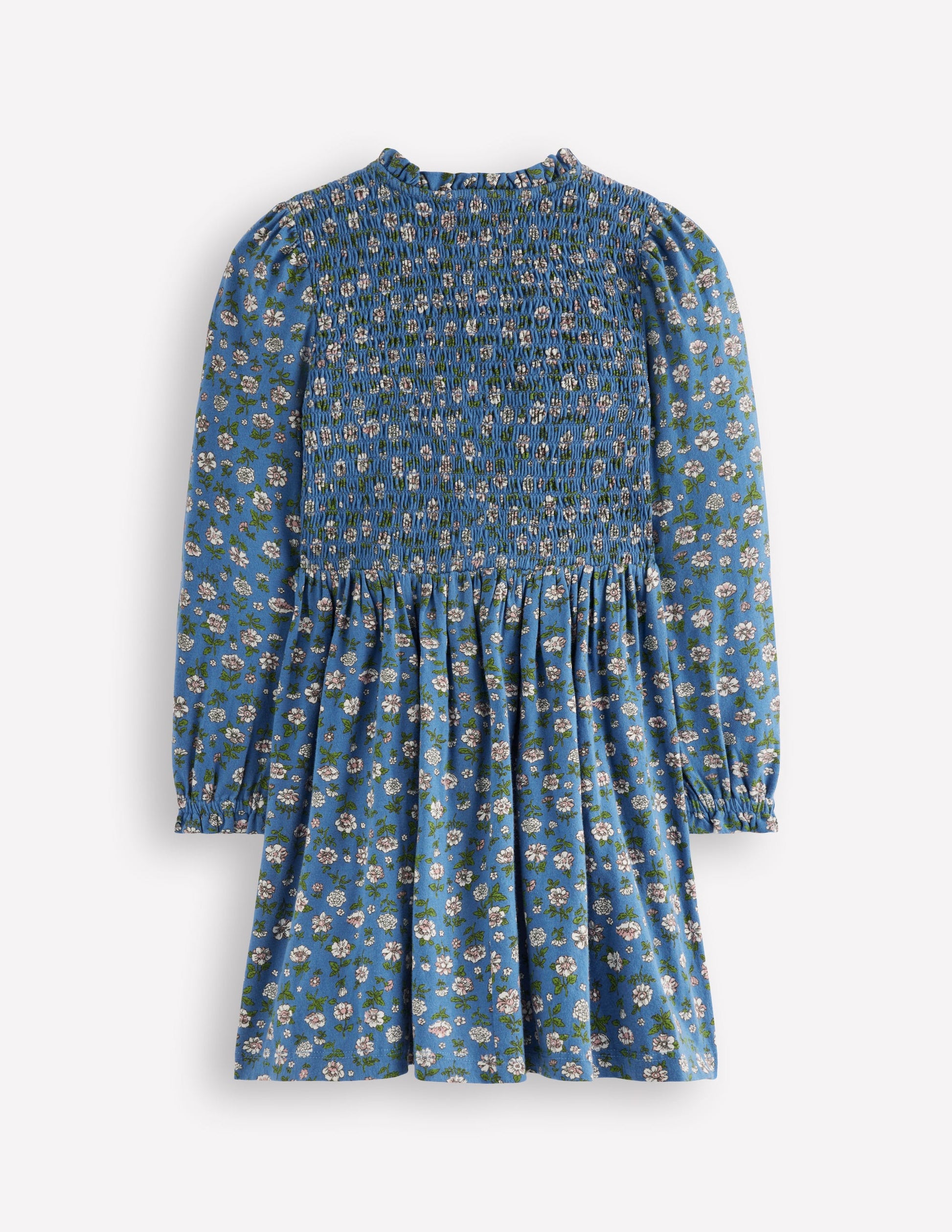 Shirred Bodice Jersey Dress-Bluejay Garden Flower-2