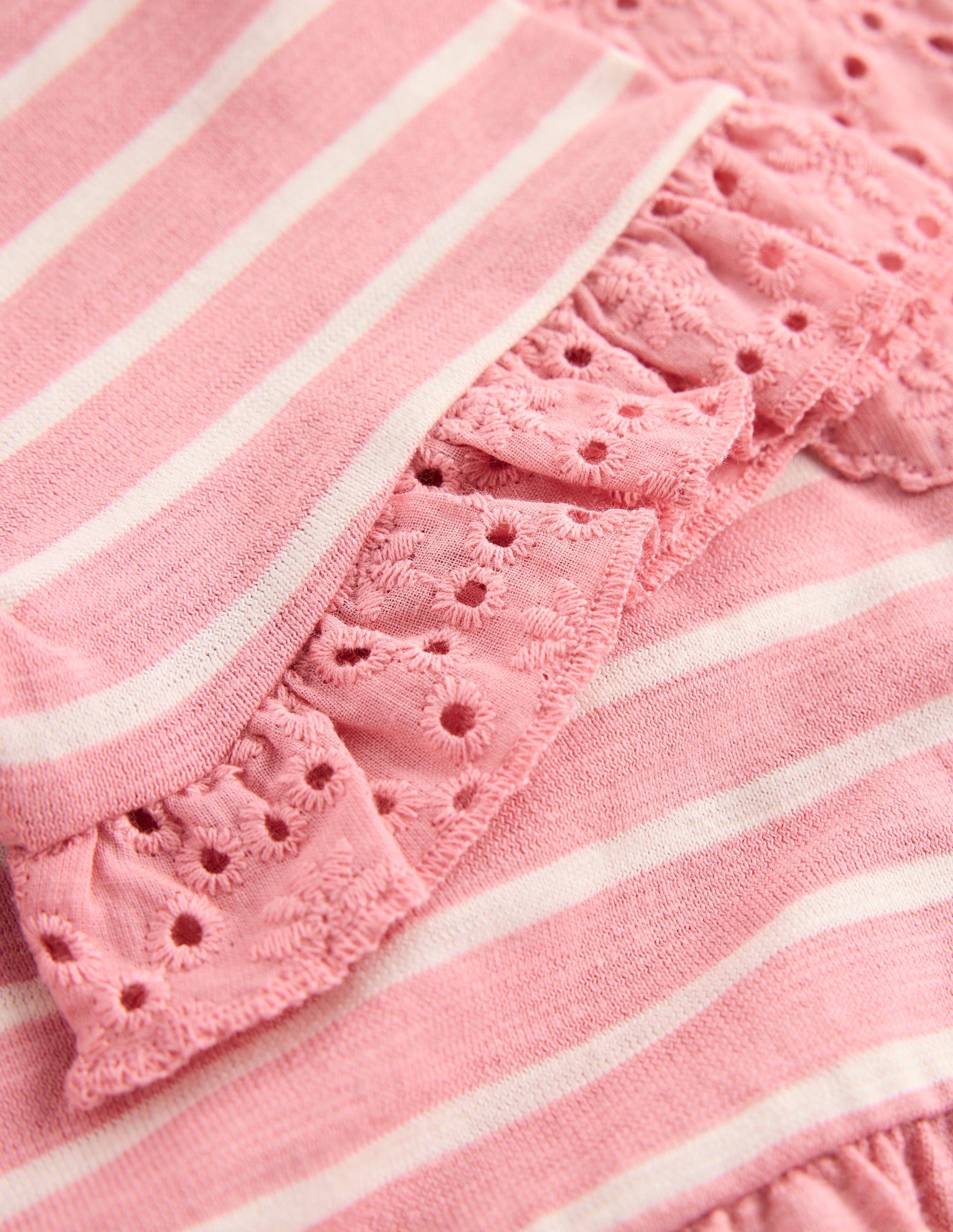 Broderie Pocket Jersey Dress-Almond Pink Stripe - Image 3
