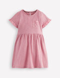 Broderie Pocket Jersey Dress-Pink Haze