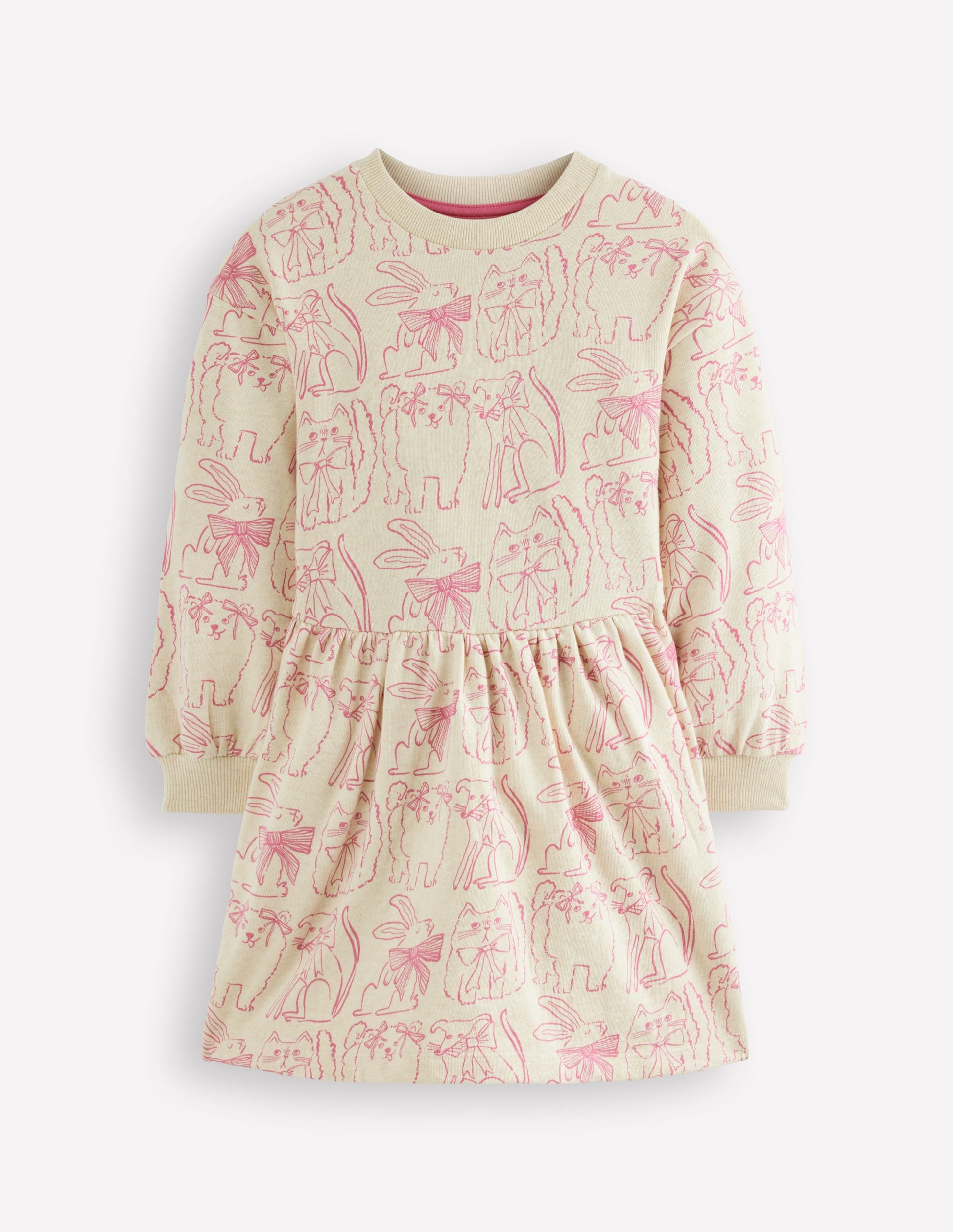 Drop Shoulder Sweat Dress-Oatmeal Marl Favourite Pets-1