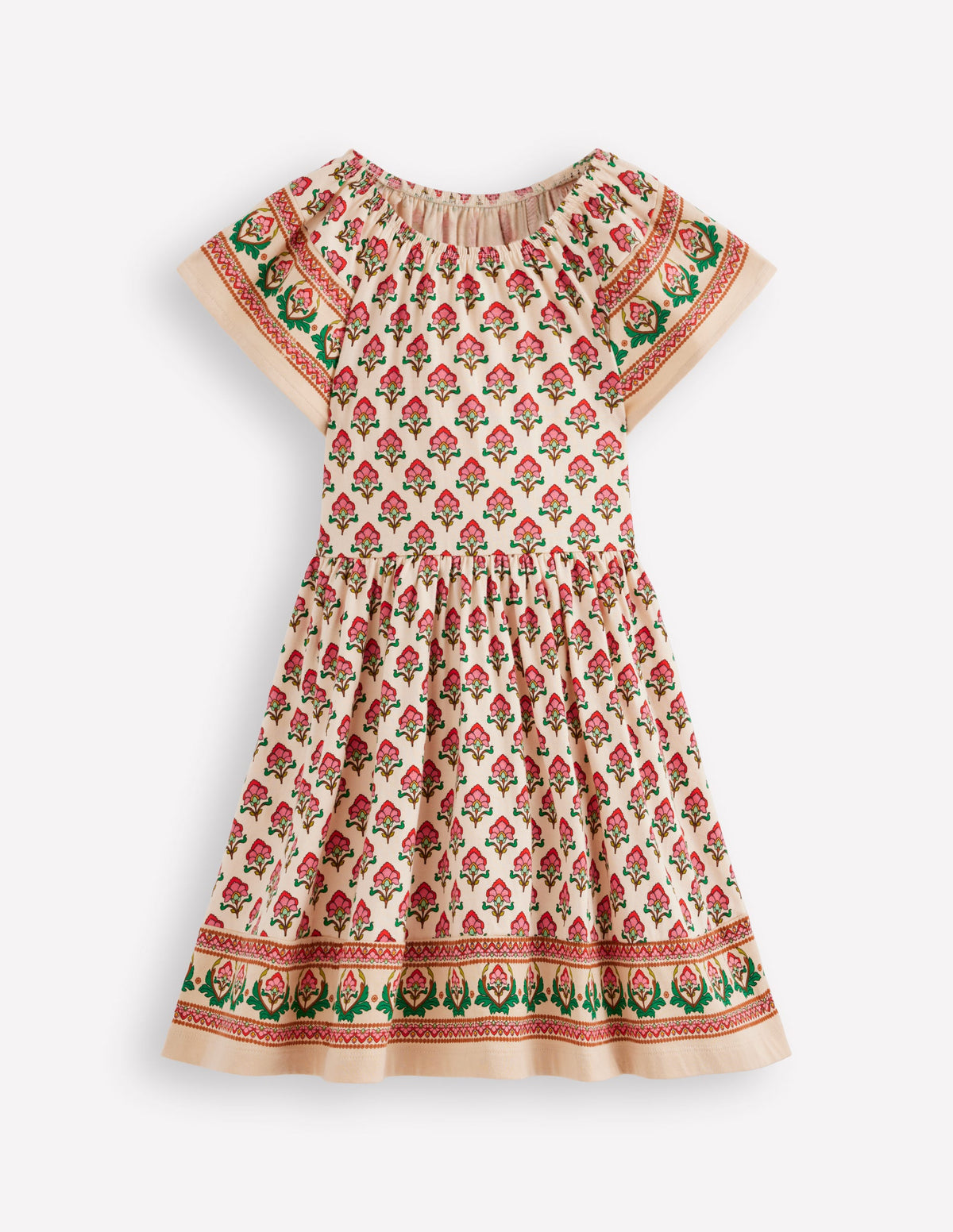 Flutter Sleeve Twirly Dress-Multi Woodblock Floral - Image 2