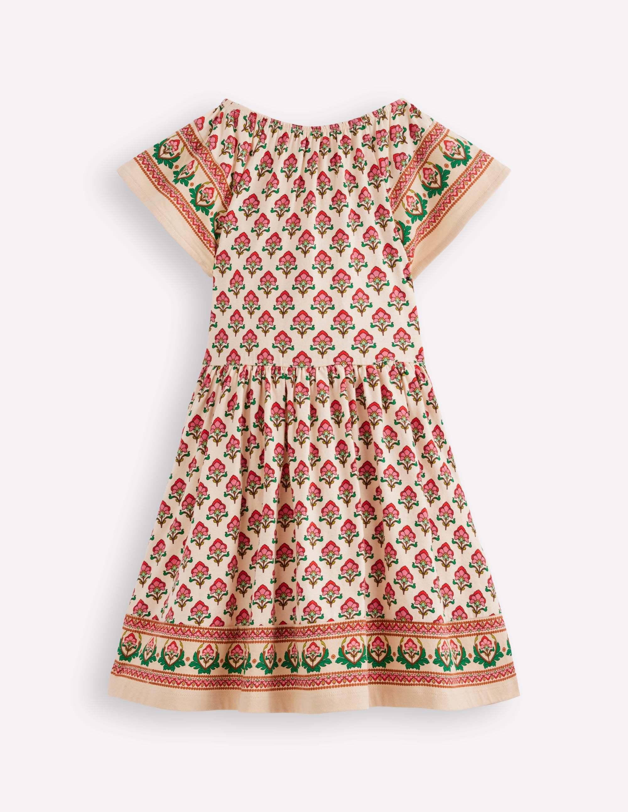 Flutter Sleeve Twirly Dress-Multi Woodblock Floral - Image 3