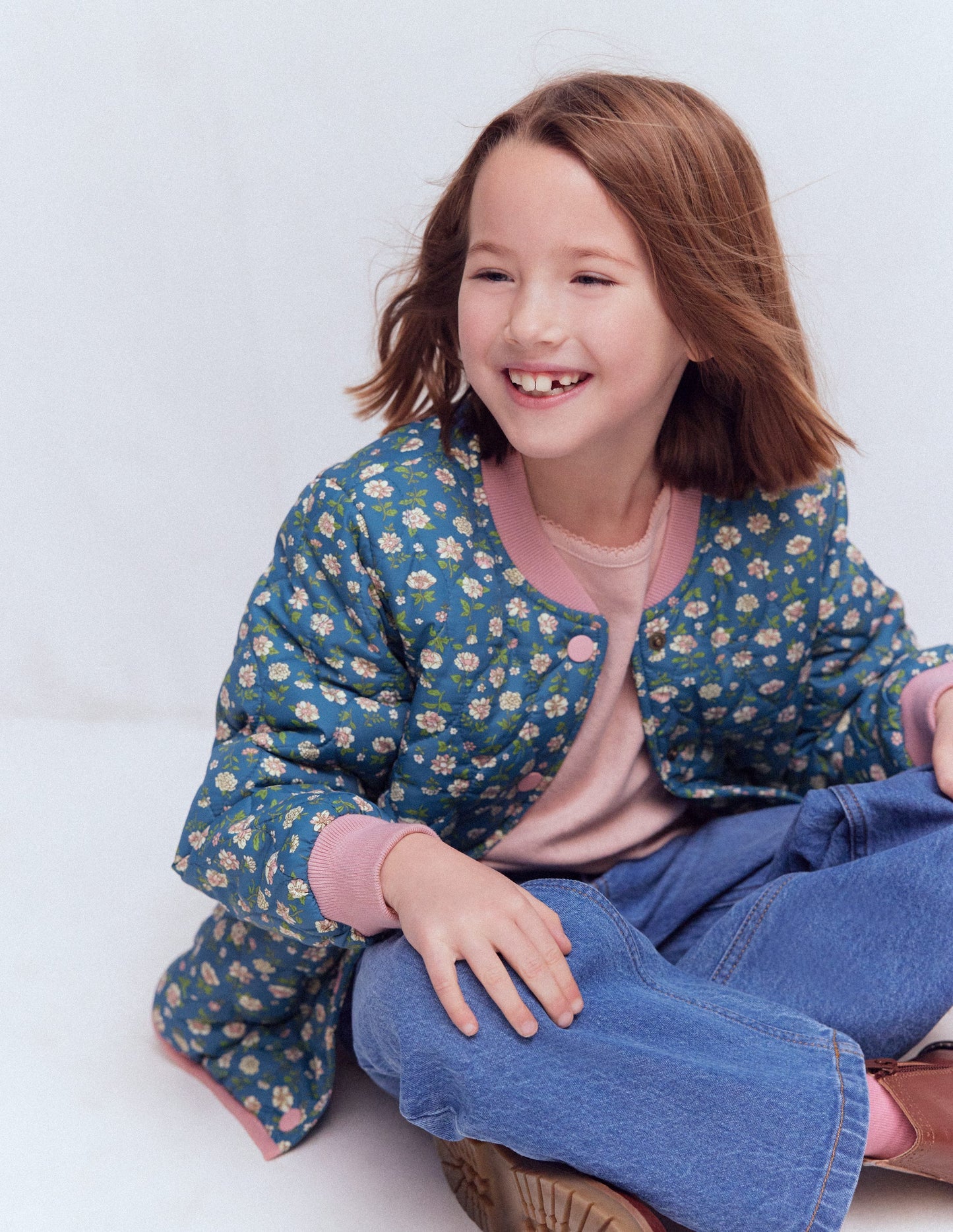 Fun Bomber Jacket-Borg Blue Floral