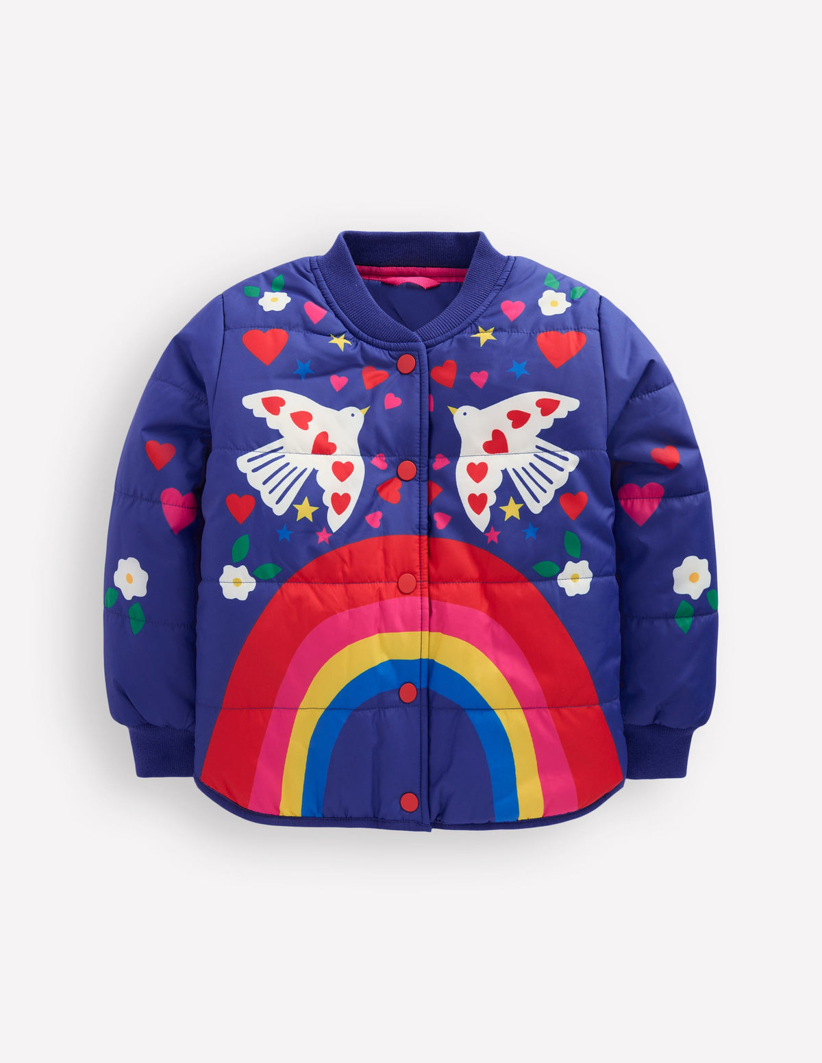 Fun Bomber Jacket-Navy Placement Rainbow Print - Image 4