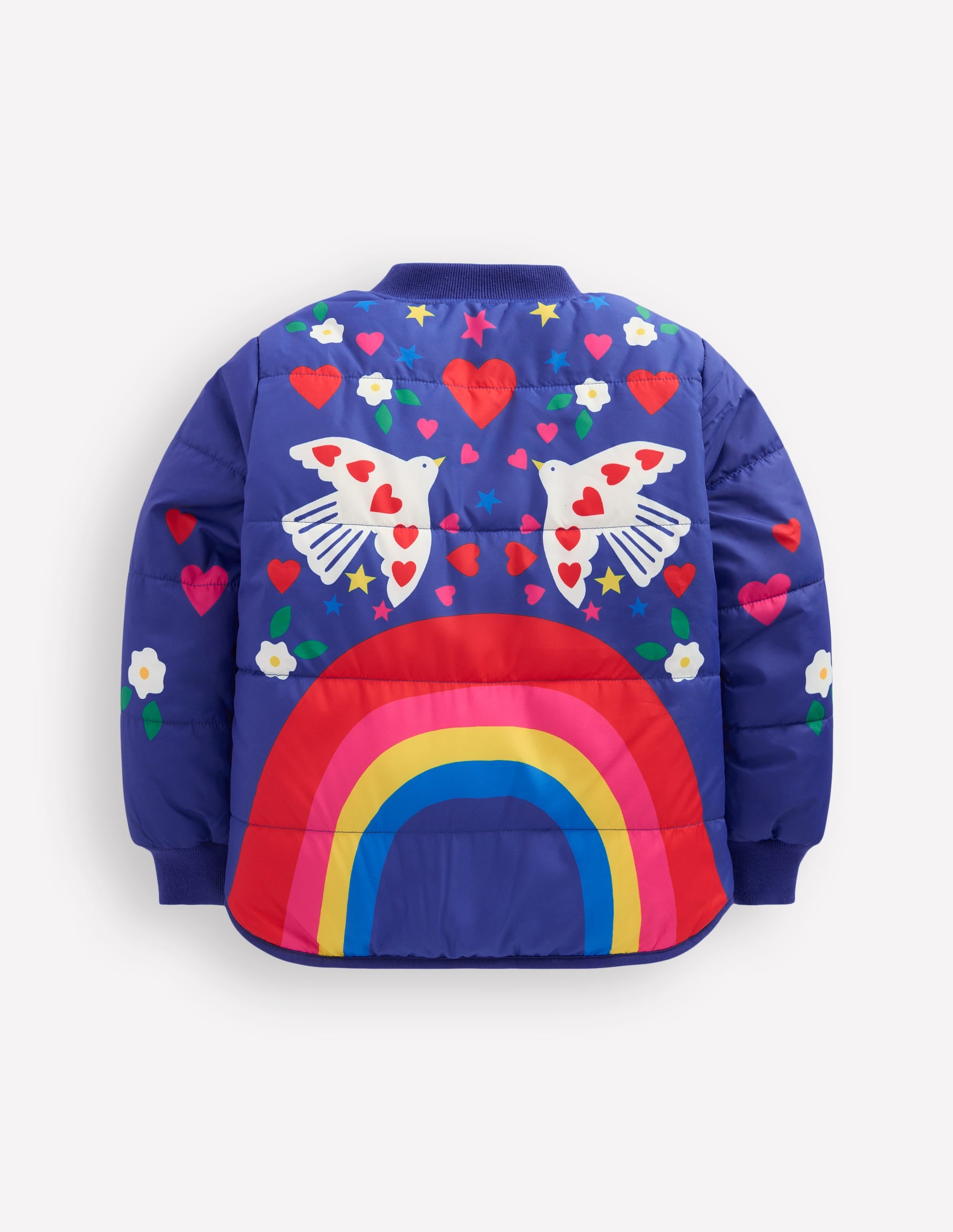 Fun Bomber Jacket-Navy Placement Rainbow Print - Image 5