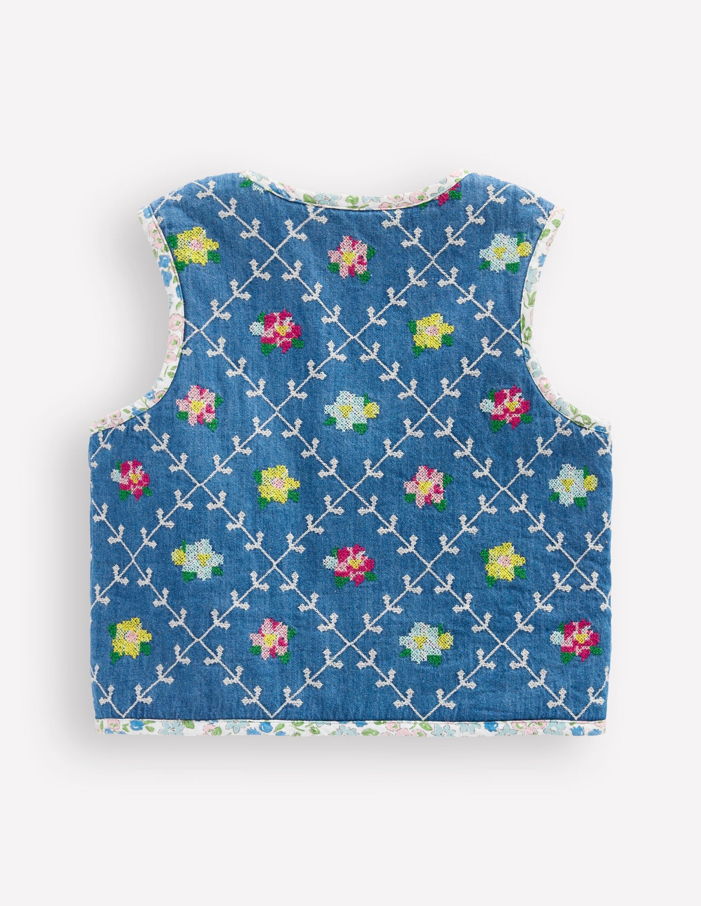 Pretty Quilted Gilet-Embroidered Denim