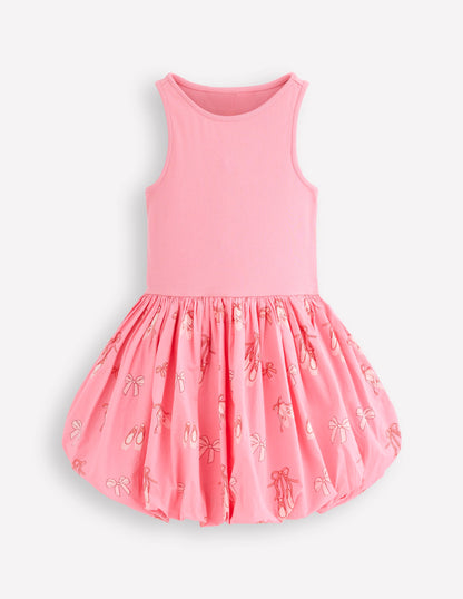 Bubble Hem Rib Dress-Vintage Pink Ballet Shoes-1