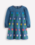 Twirly Woven Dress-Mid Vintage Tulips