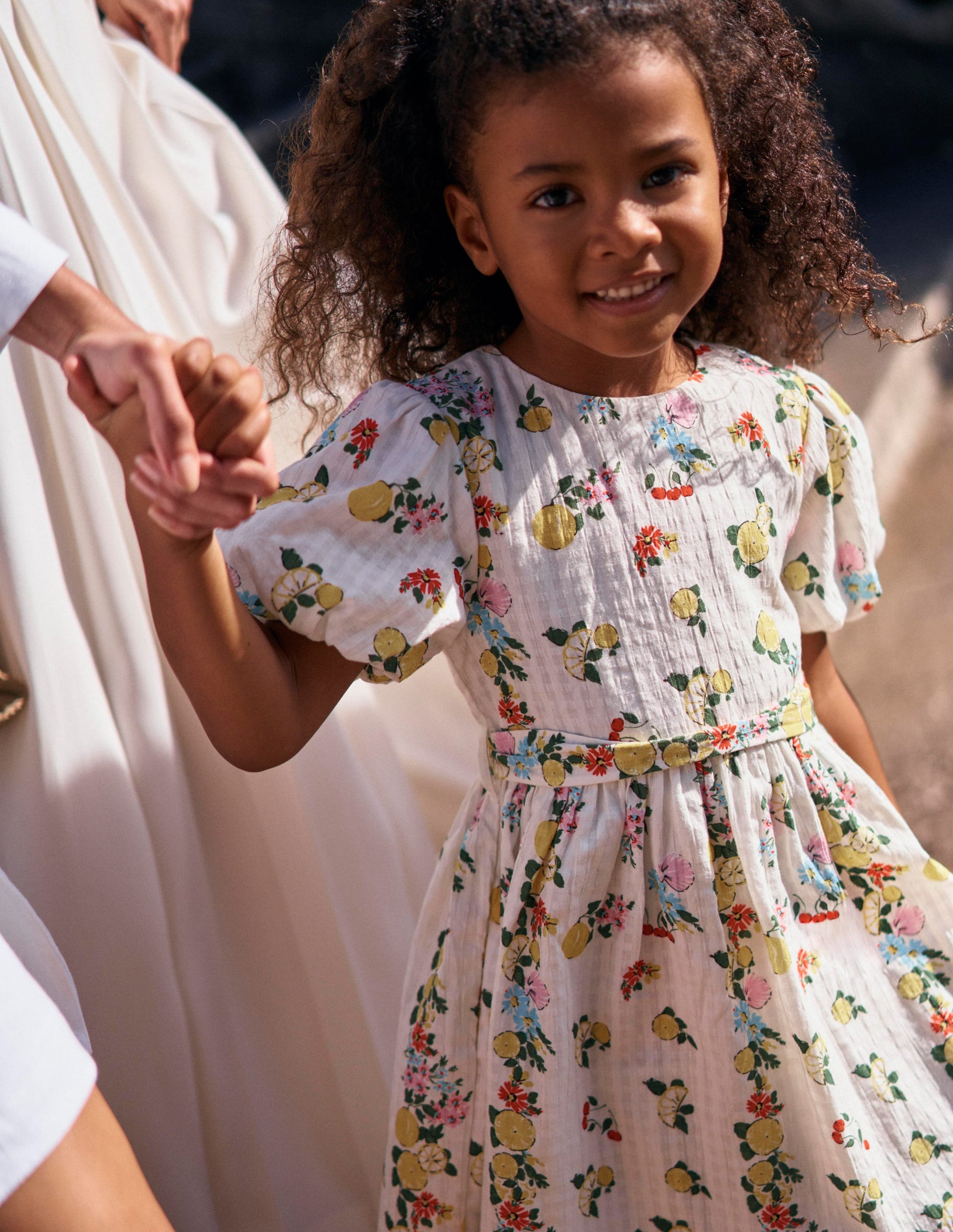 Vintage-style Sash Dress-Soft Ivory Lemon Floral-8