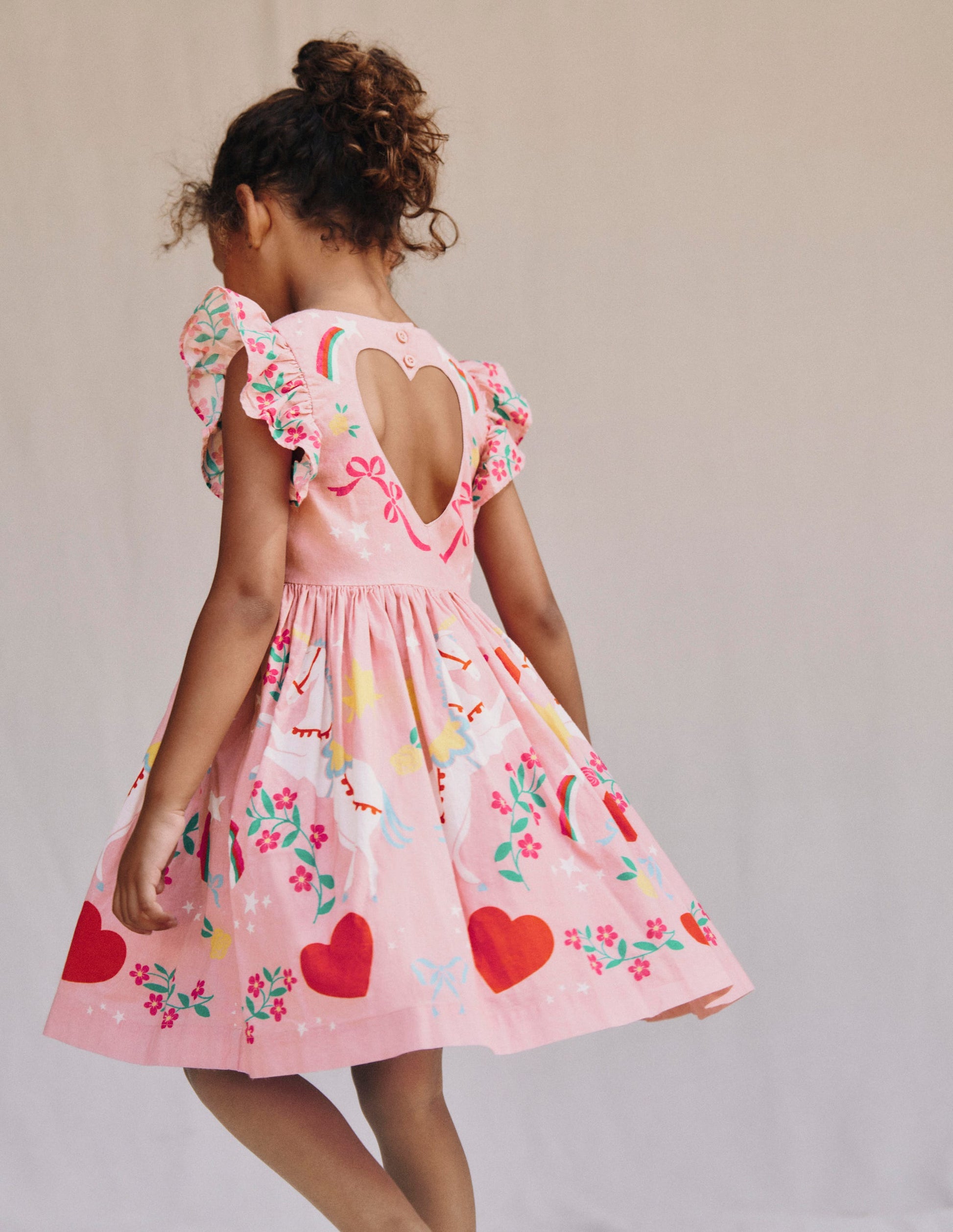 Heart Back Dress-Bubblegum Pink Unicorn-1