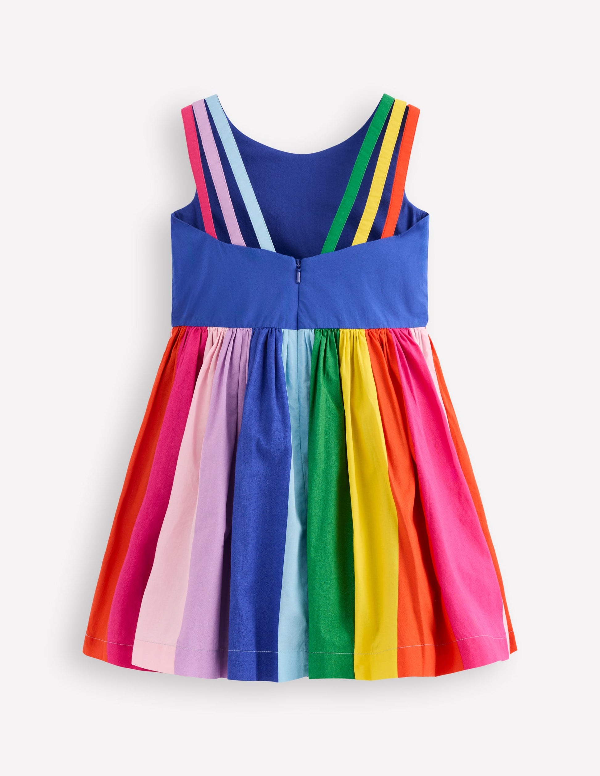 mini boden llama dress Multi Strap Flare Dress-Sapphire Blue Rainbow