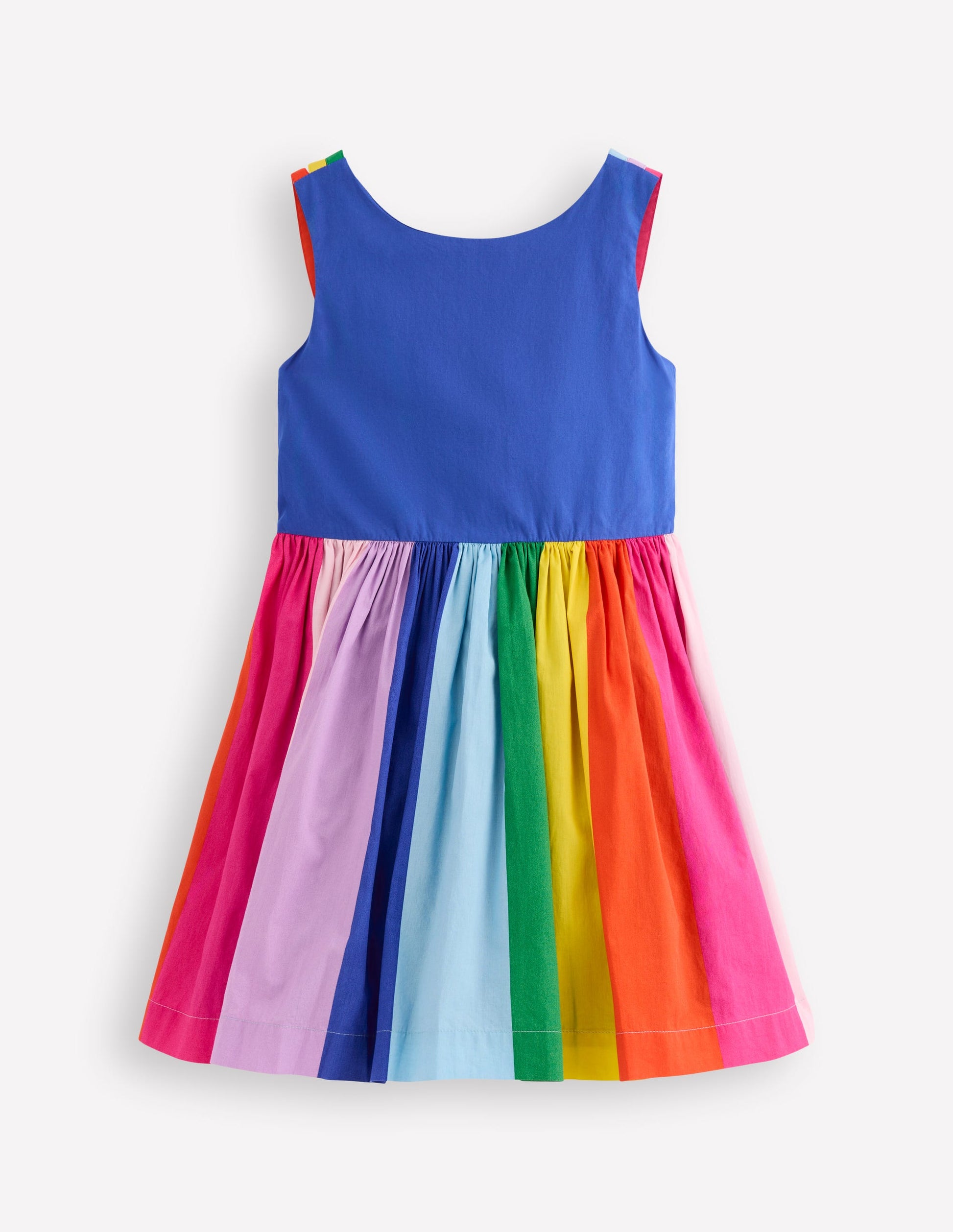mini boden rainbow halter dress Multi Strap Flare Dress-Sapphire Blue Rainbow