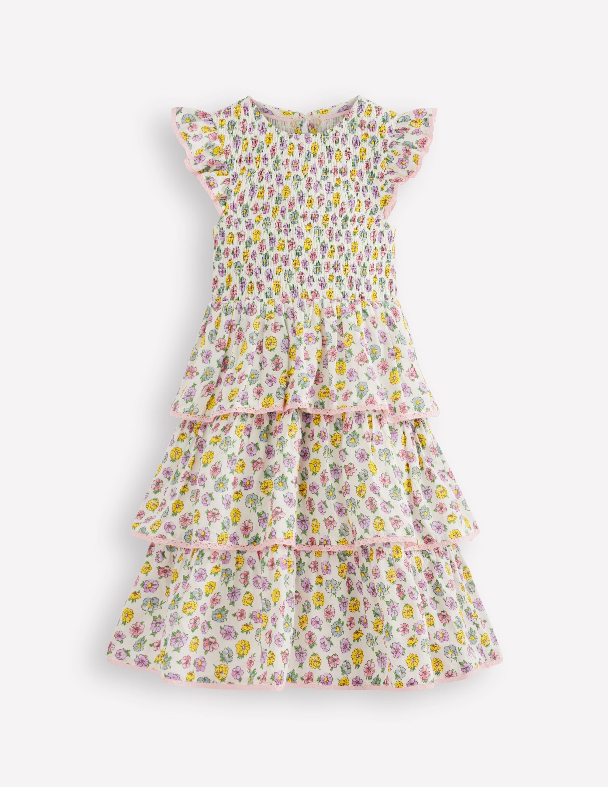 Tiered Lace Trim Dress-Soft Ivory Rosa - Image 1