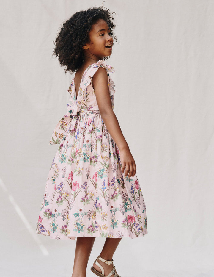Bow Back Midi Dress-Pink Floral