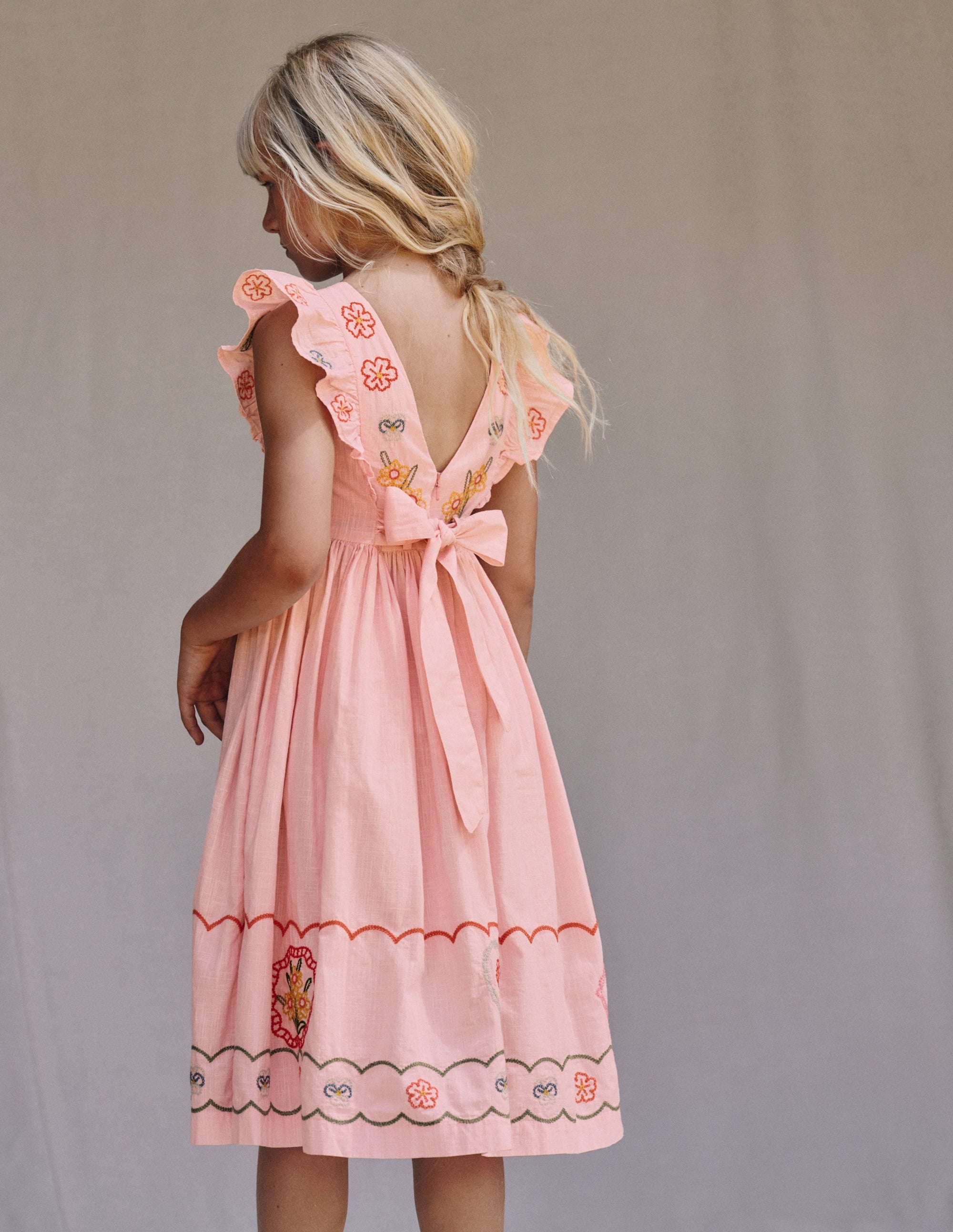 Bow Back Midi Dress-Chalk Pink - Image 4