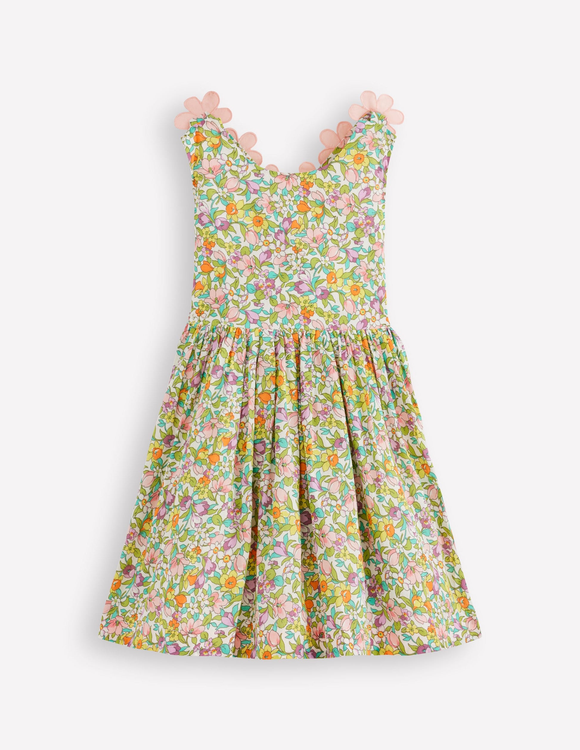 Fun Cross-back Strap Dress-Soft Ivory Florabunda-1