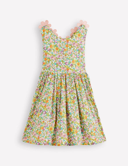 Fun Cross-back Strap Dress-Soft Ivory Florabunda