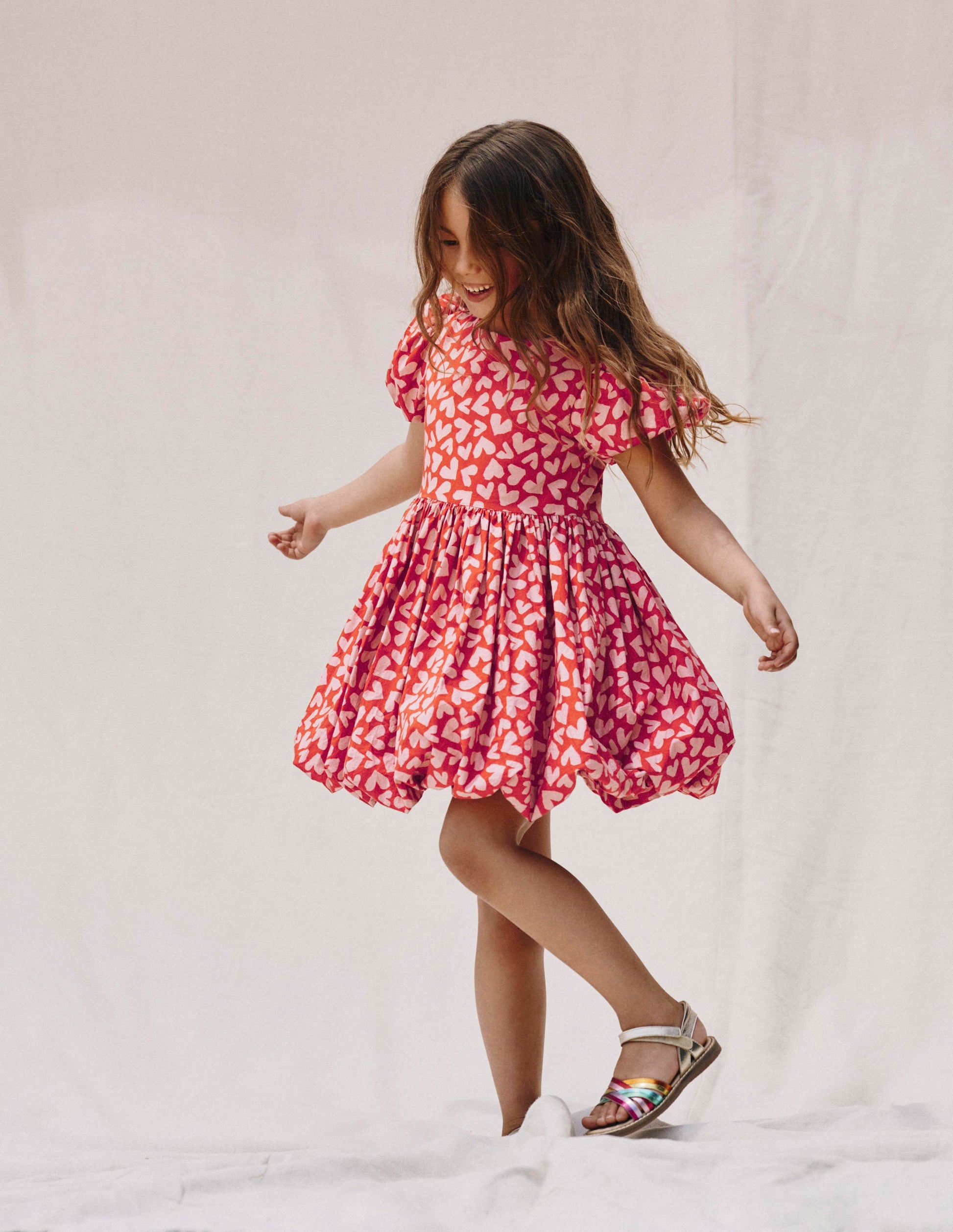 Bubble Hem Dress-Red Hearts-4