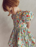 Bubble Hem Dress-Honeysuckle Flower Vine