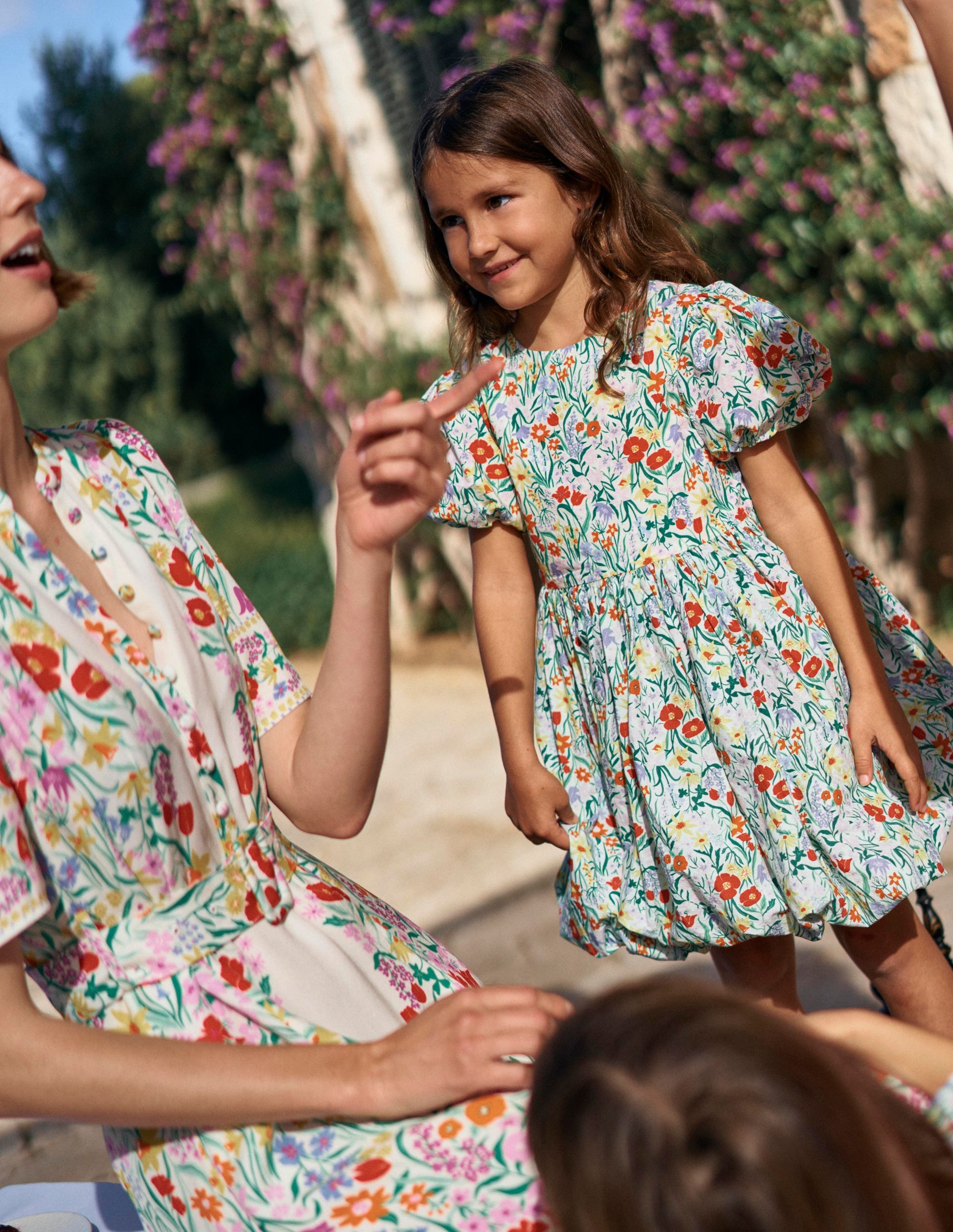 Bubble Hem Dress-Honeysuckle Flower Vine-5