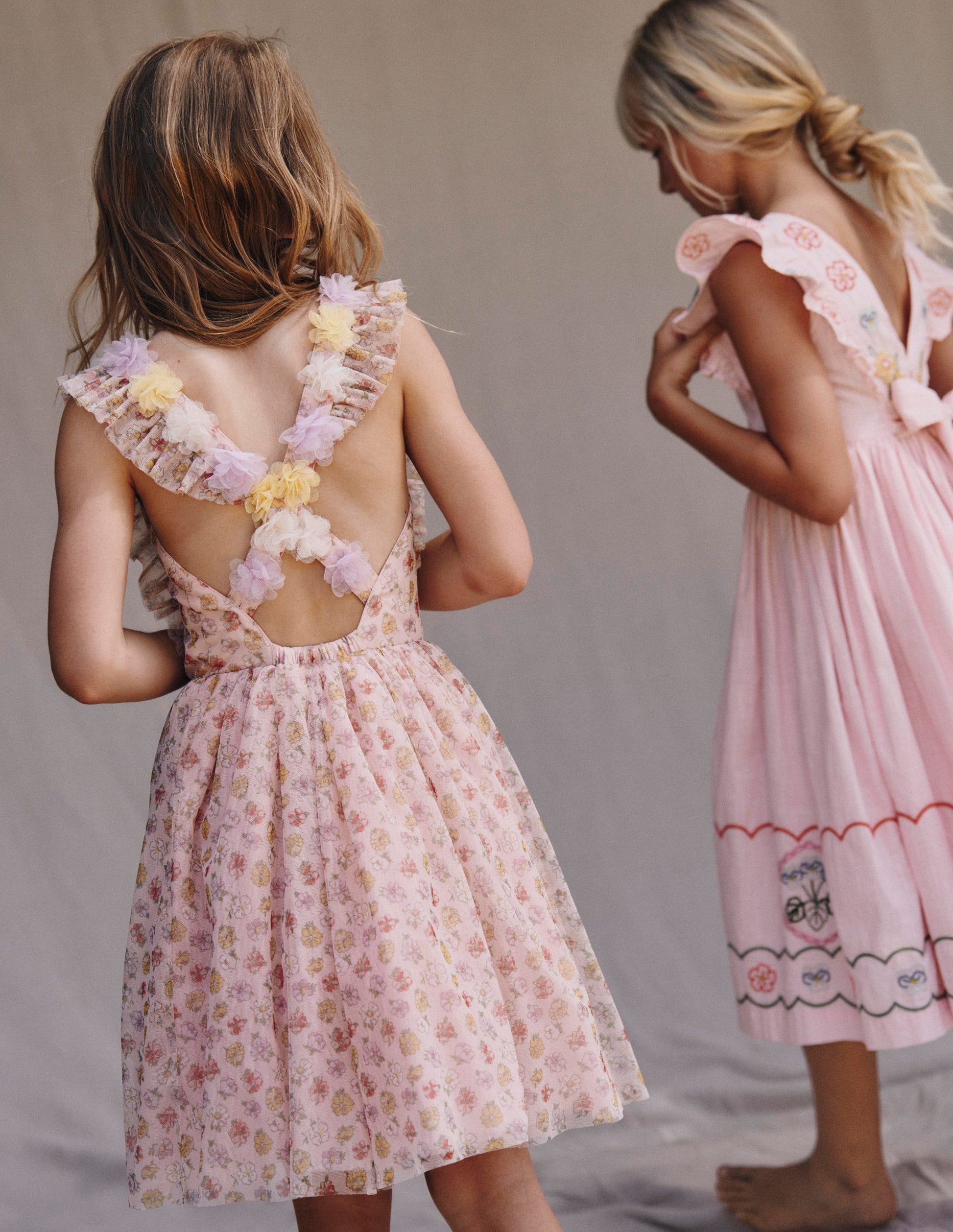 Flutter Strap Back Dress-Soft Ivory Rosa-4