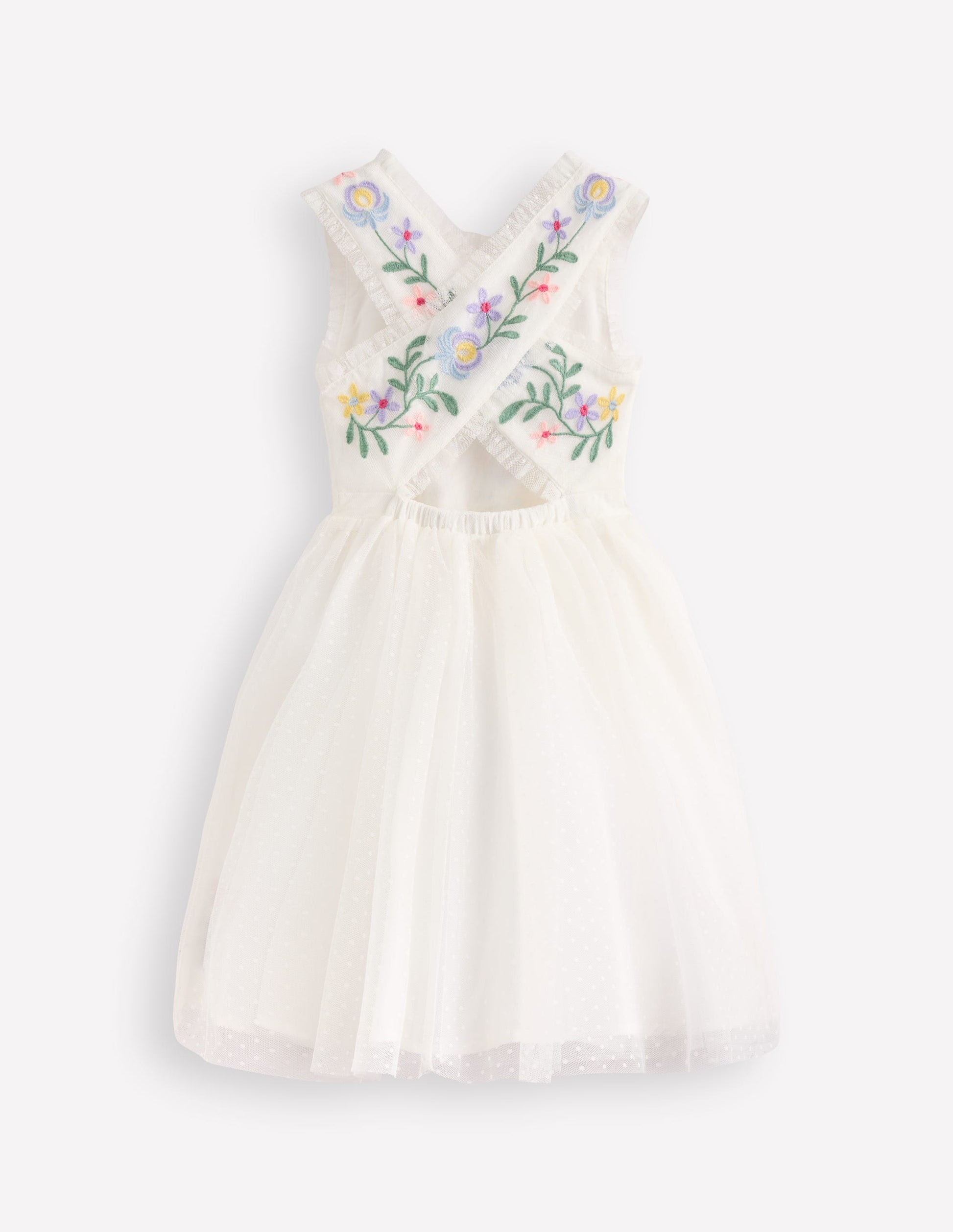 Tulle Cross Back Dress-Soft Ivory-3
