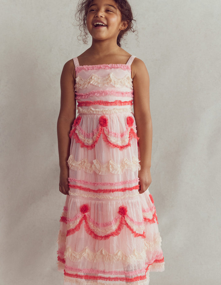 Tiered Cake Tulle Dress-Chalk Pink Cake