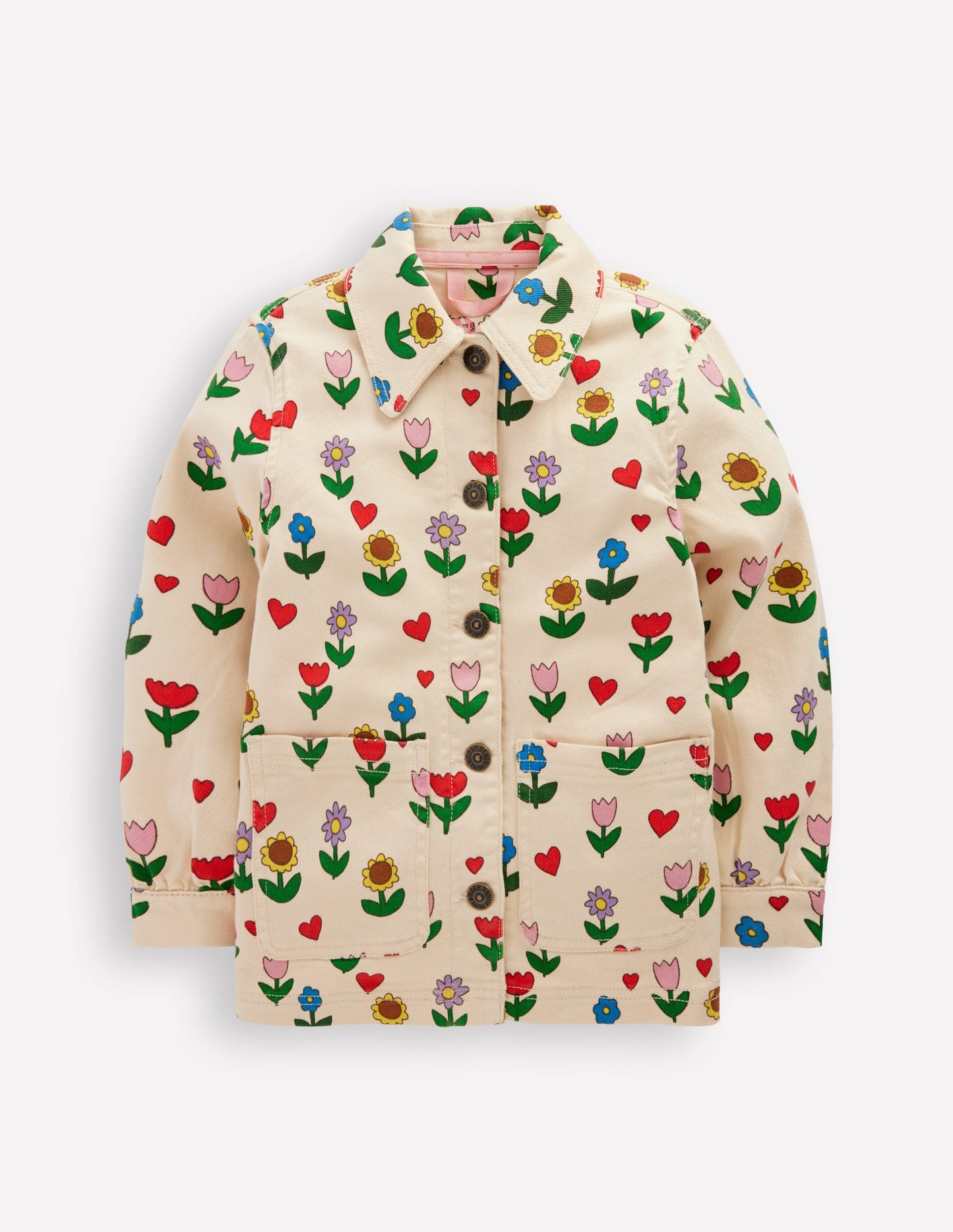 Denim Jacket-Ivory Sunflower Garden