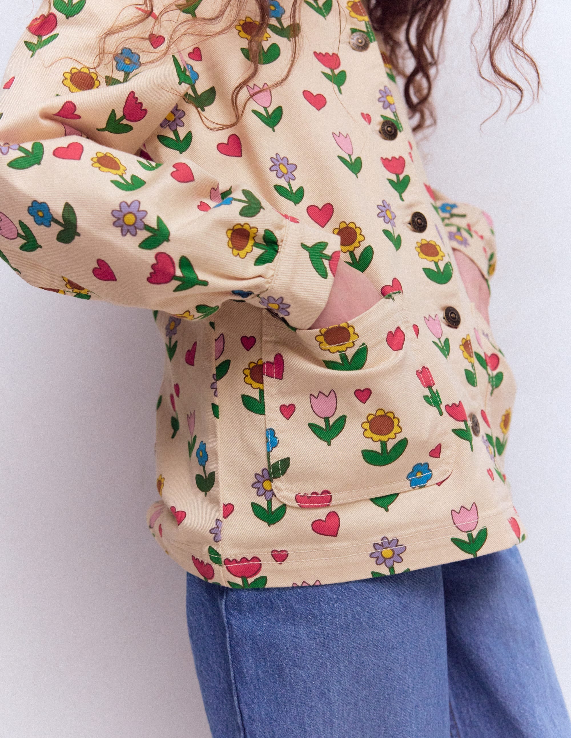 Denim Jacket-Ivory Sunflower Garden - Image 3