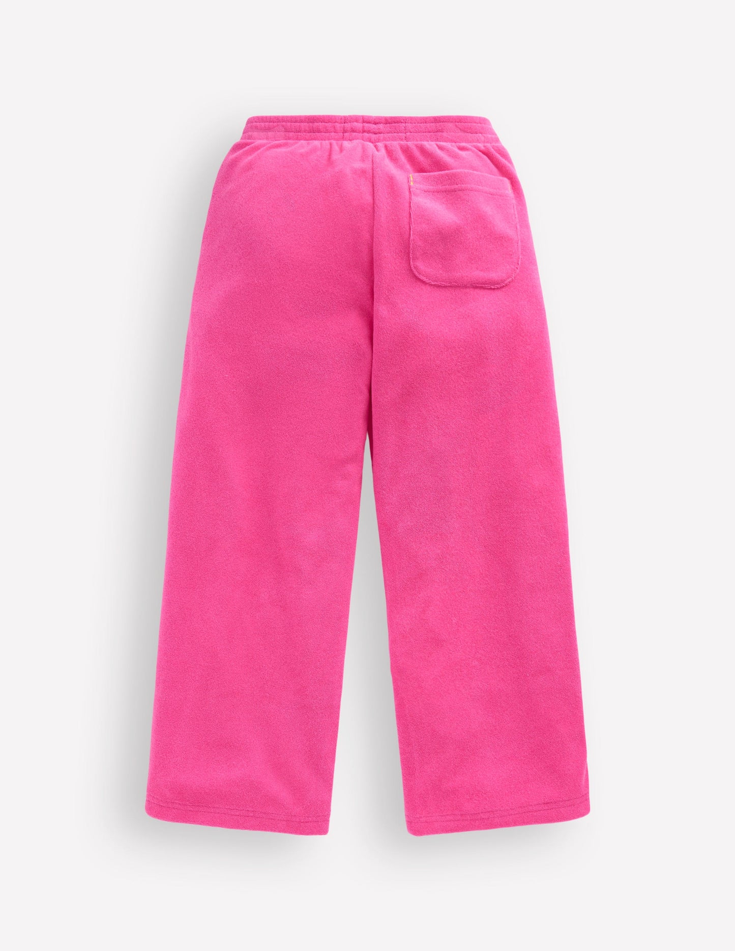 Straight Towelling Trousers-Pink Embroidered