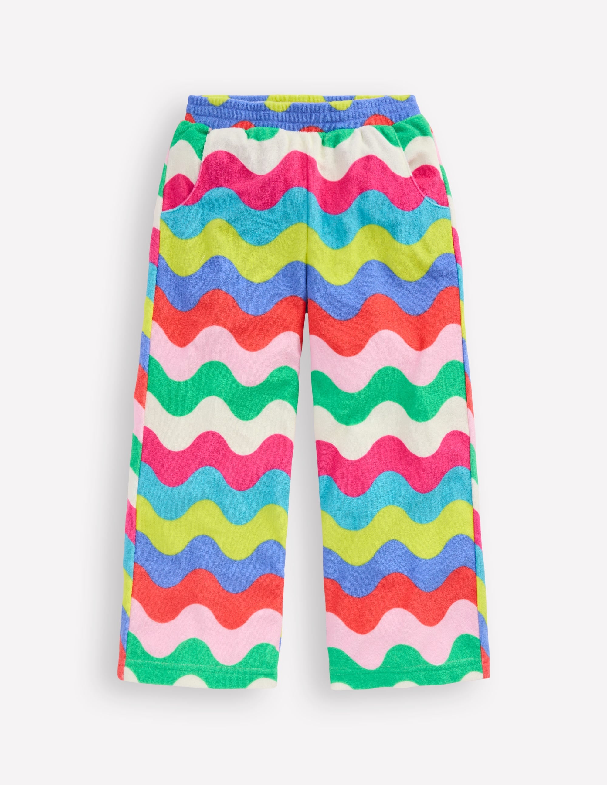 Straight Towelling Trousers-Multi Wave Stripe - Image 1