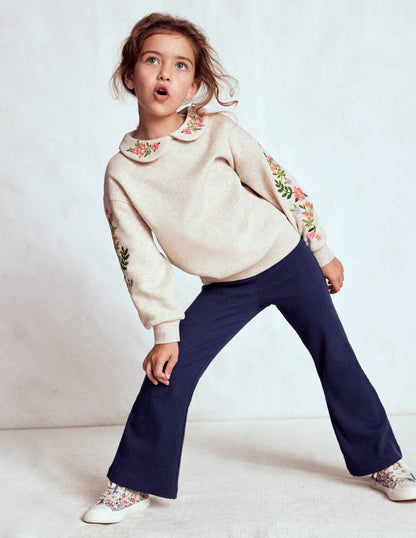 Ribbed Flared Legging-College Navy-1