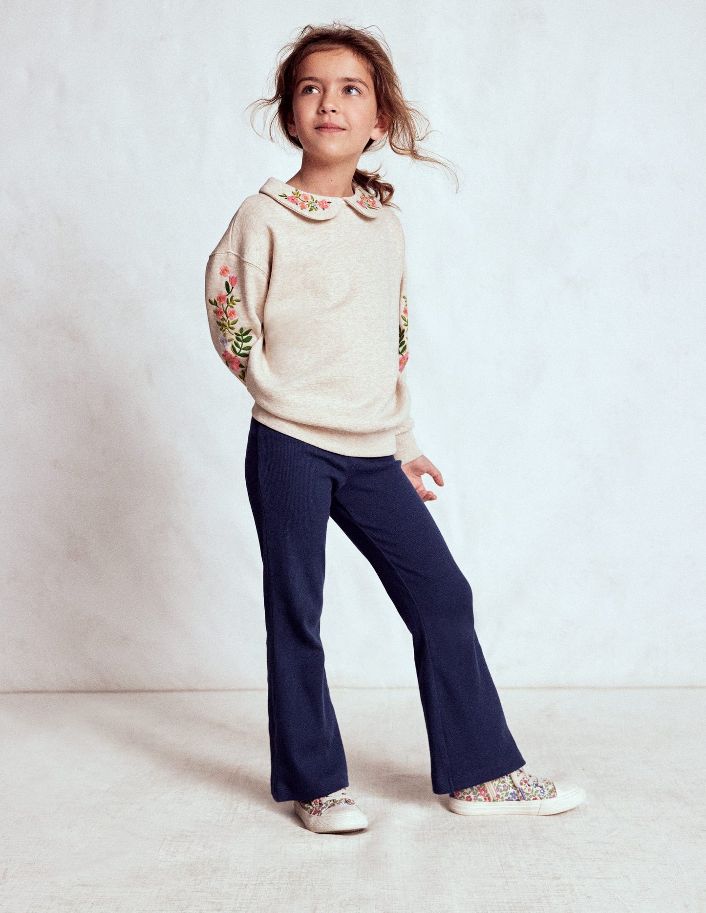 Ribbed Flared Legging-College Navy