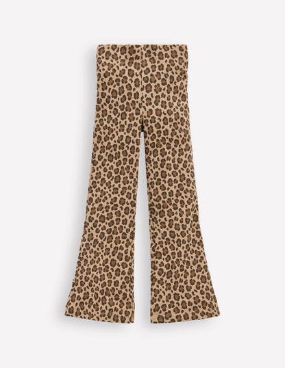 Ribbed Flared Legging-Leopard-1