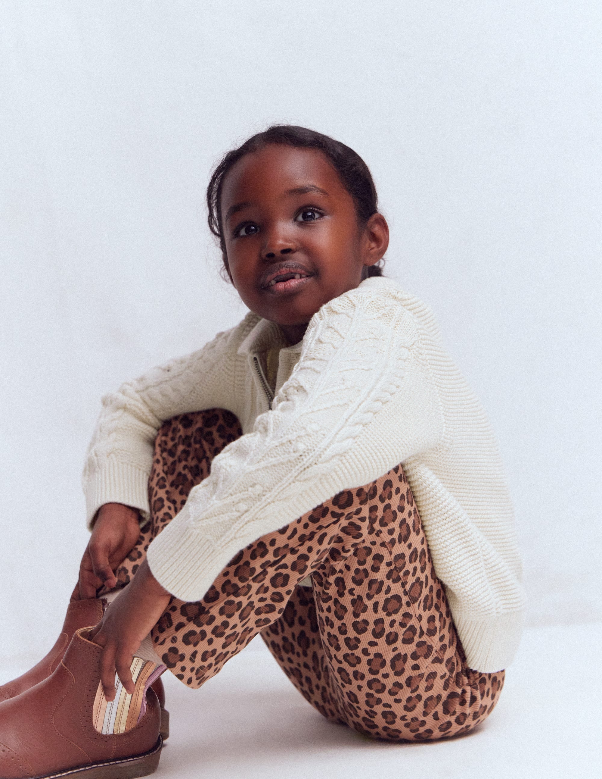 Ribbed Flared Leggings-Leopard - Image 1