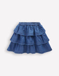 Ruffle Tiered Skirt-Mid Vintage Denim