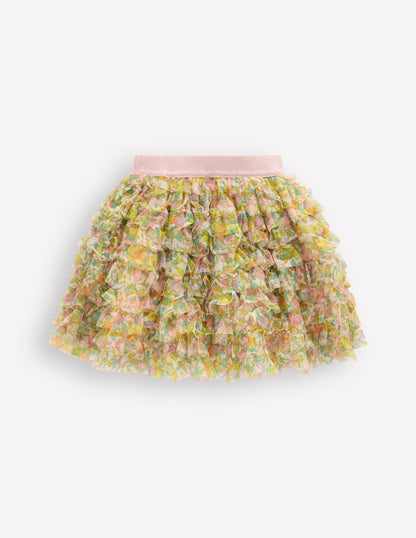Tulle Ruffle Skirt-Soft Ivory Florabunda-2