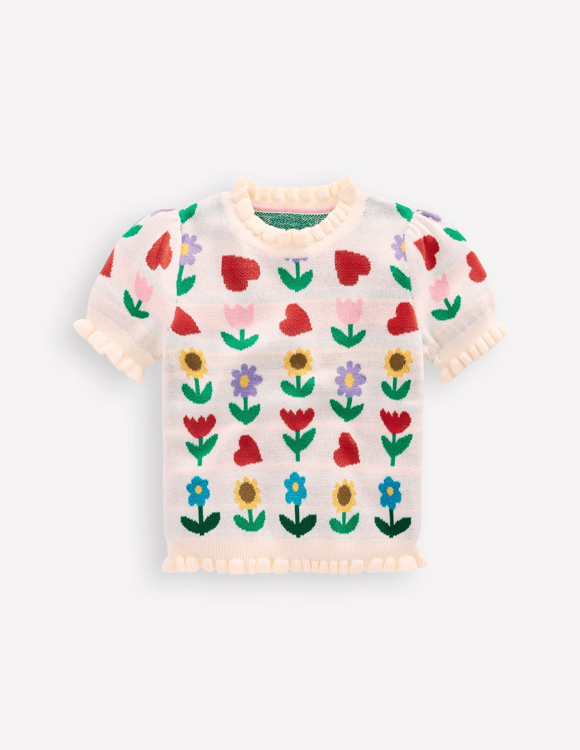 Frill Knitted Top - Ecru Marl Sunflower Garden | Boden UK
