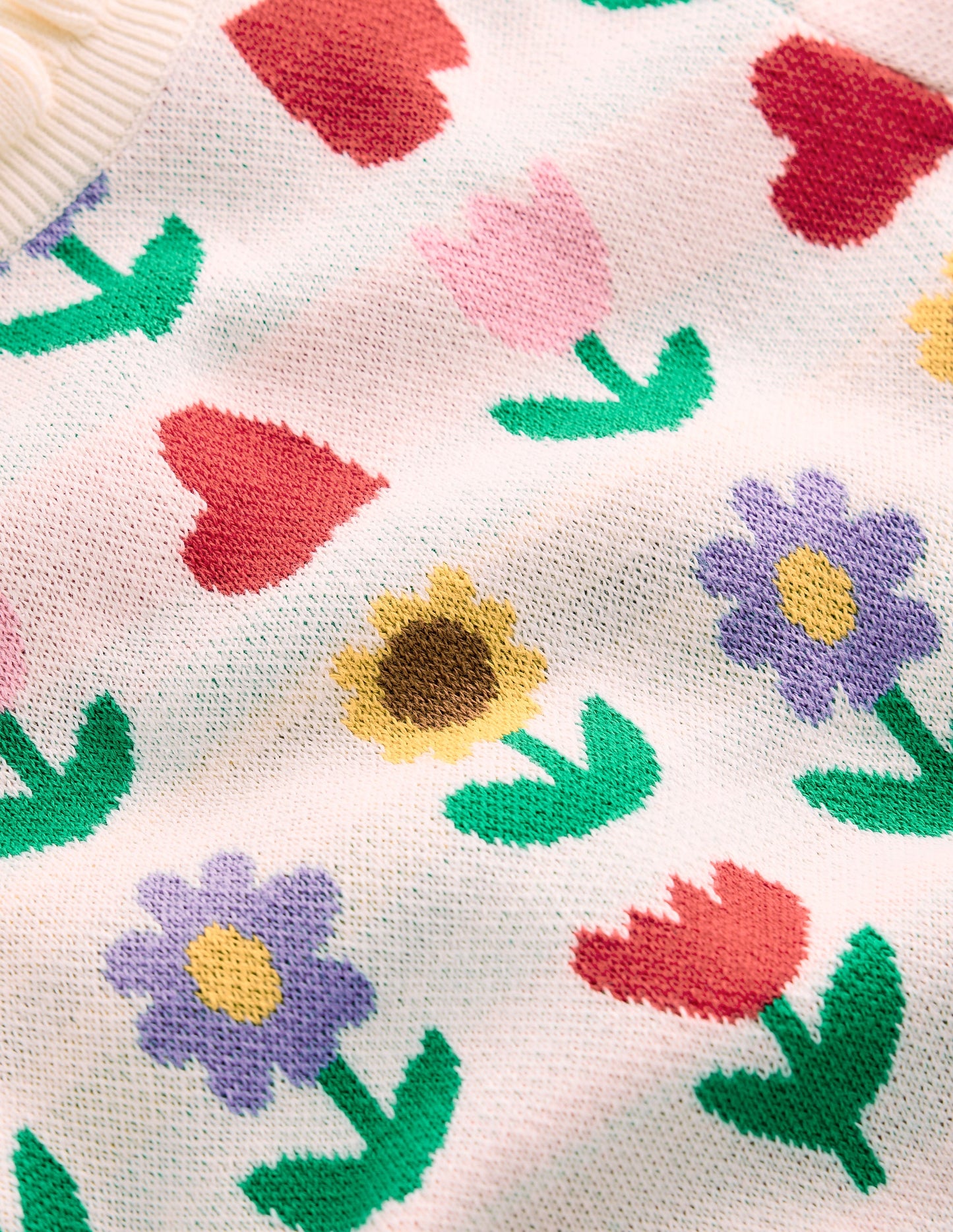 Frill Knitted Top-Ecru Marl Sunflower Garden