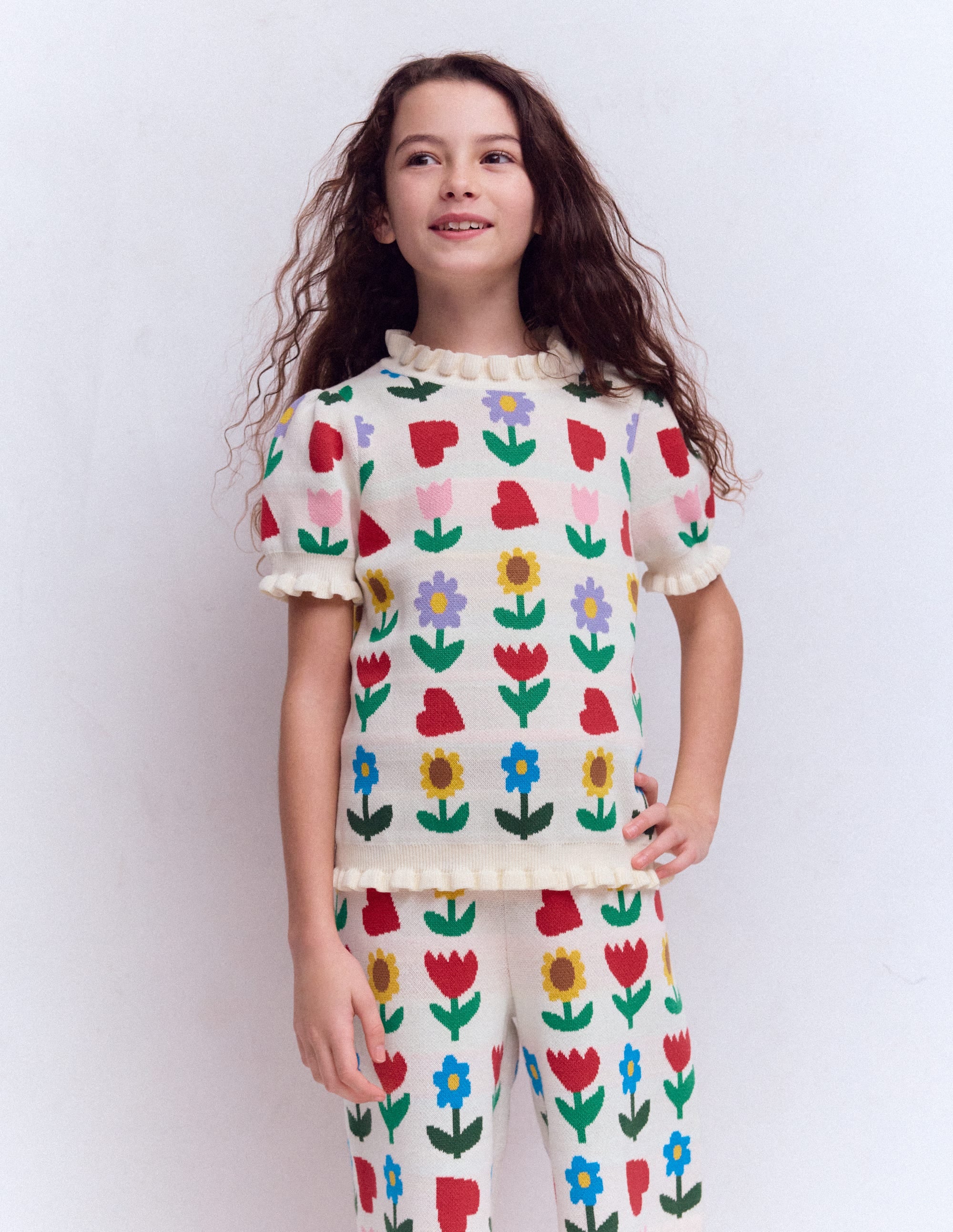 Frill Knitted Top - Ecru Marl Sunflower Garden | Boden UK