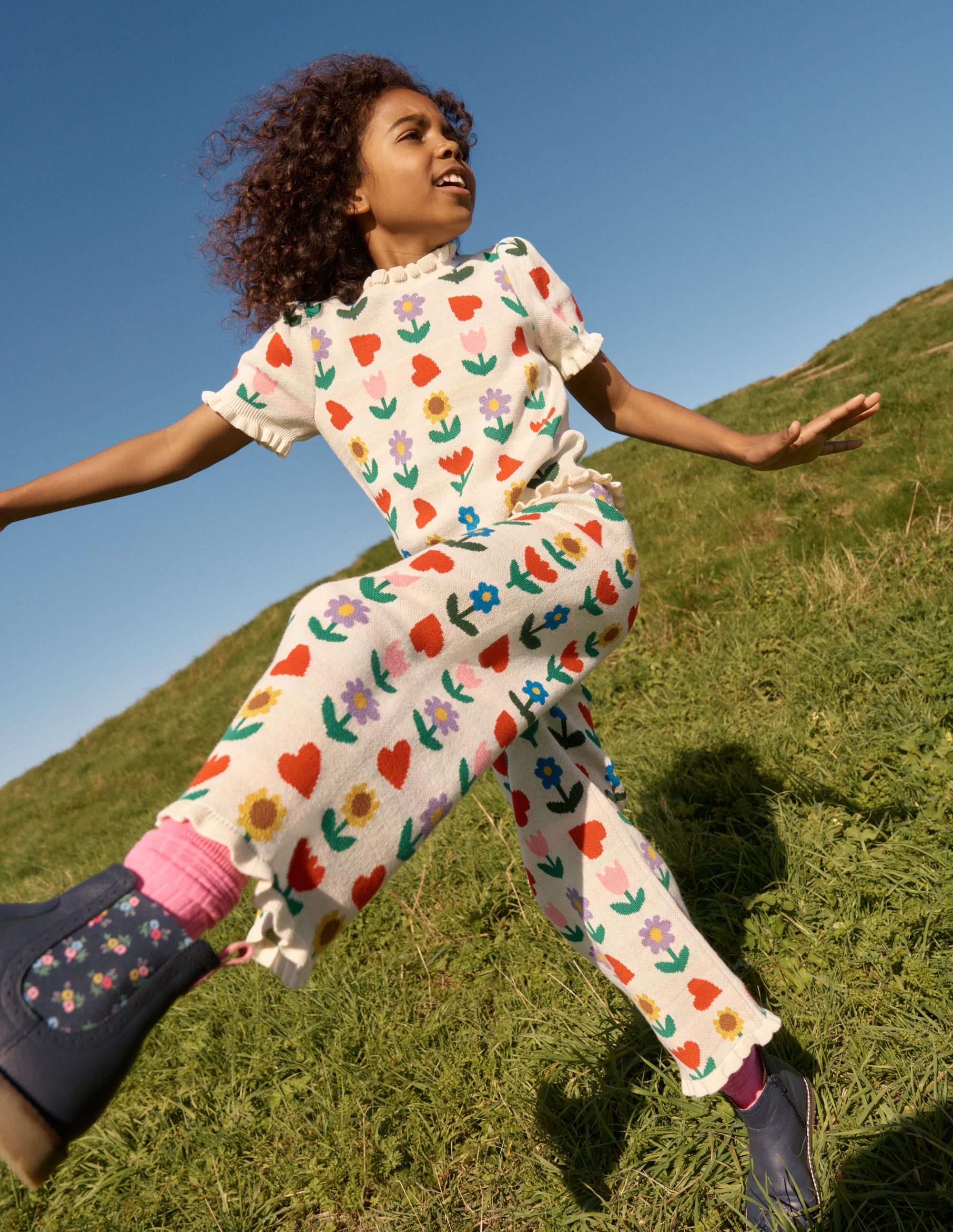 Frill Knitted Top - Ecru Marl Sunflower Garden | Boden UK