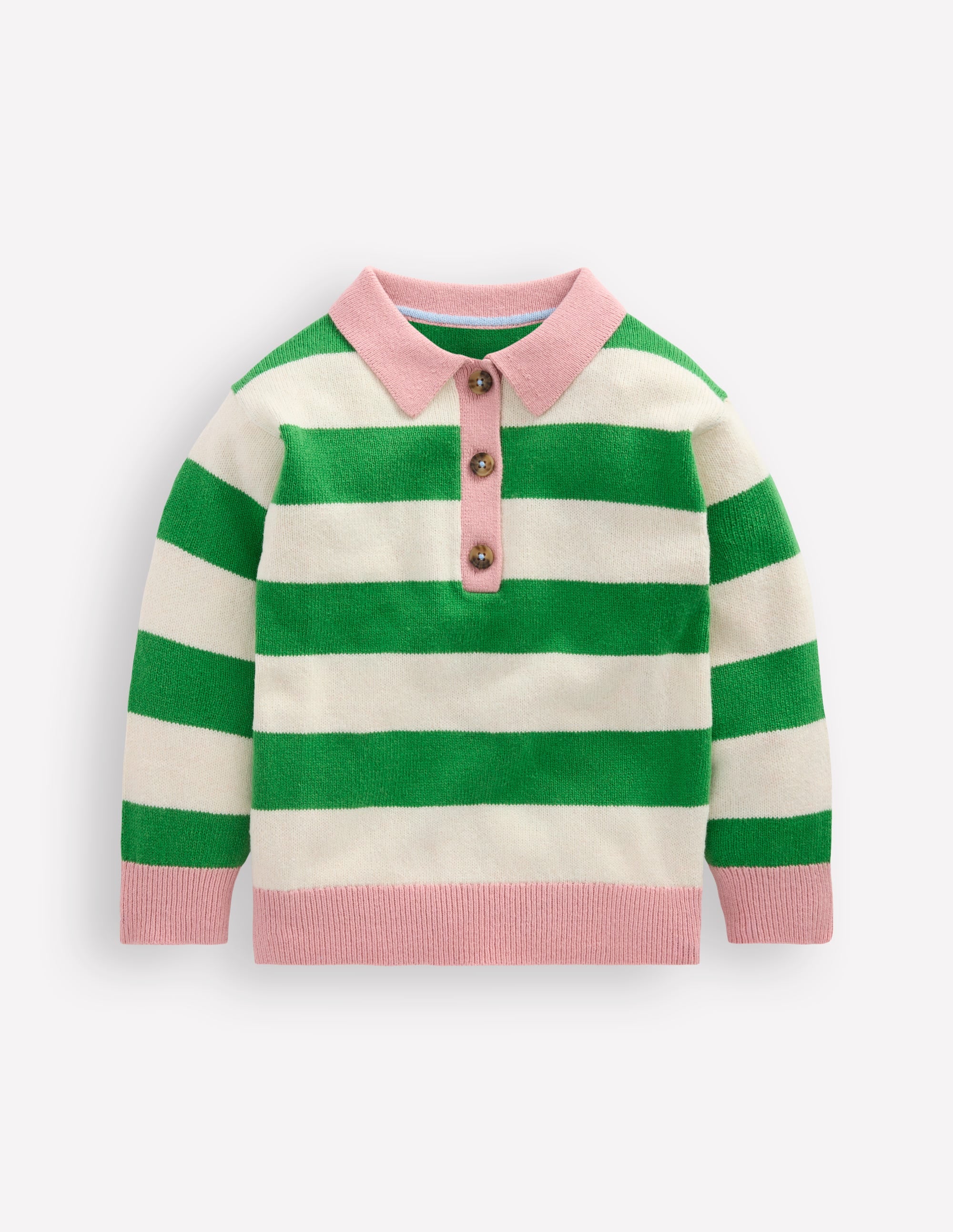 Knitted Rugby Jumper-Pea Green/Ecru Marl - Image 4