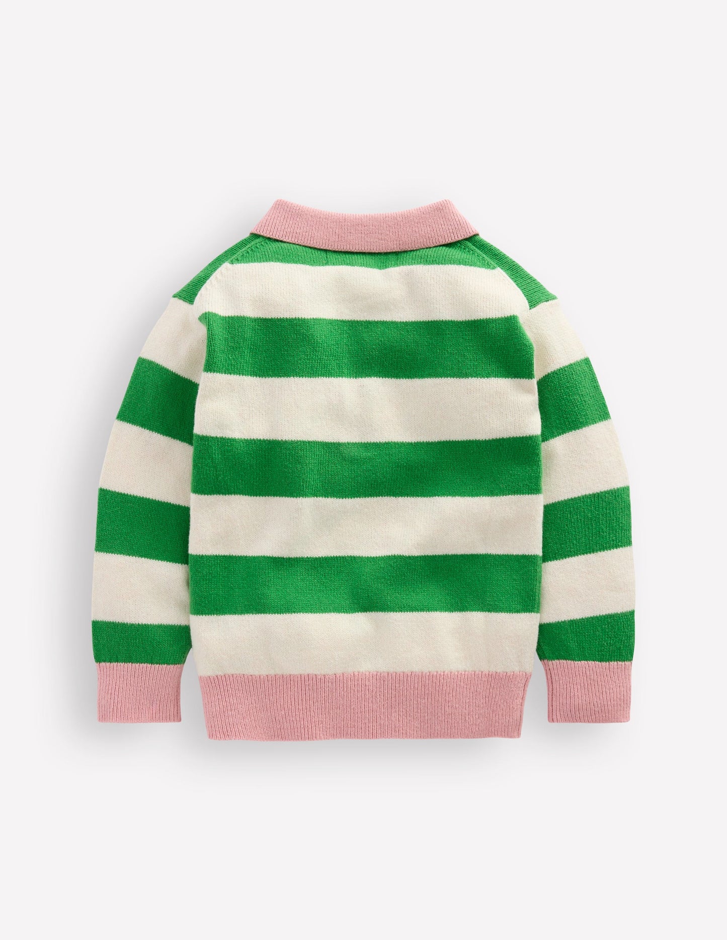 Knitted Rugby Jumper-Pea Green/Ecru Marl