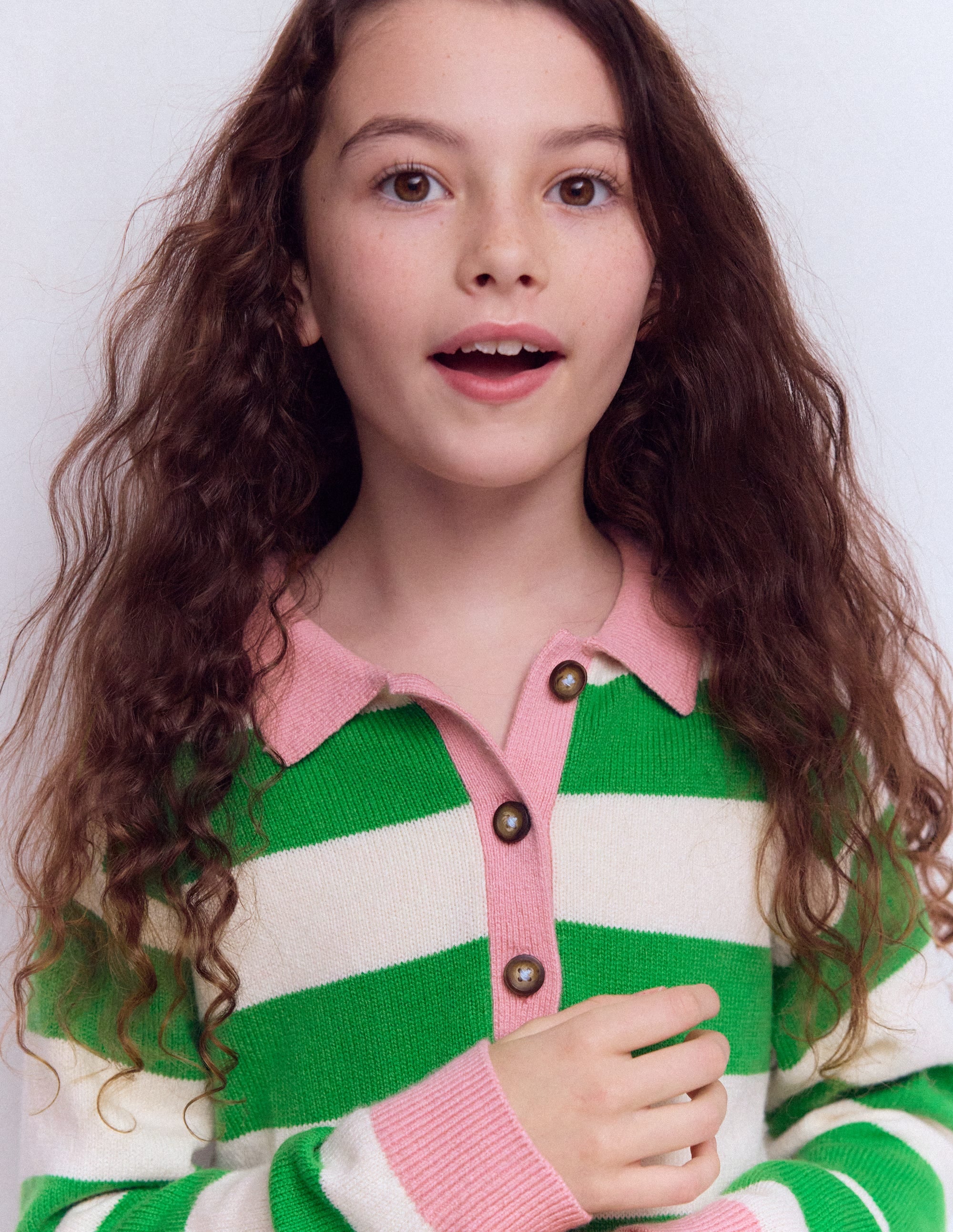 Knitted Rugby Jumper-Pea Green/Ecru Marl - Image 3
