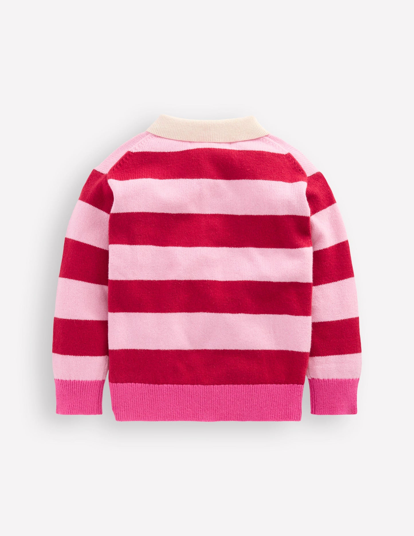 Knitted Rugby Jumper-Port/ Pink Stripe