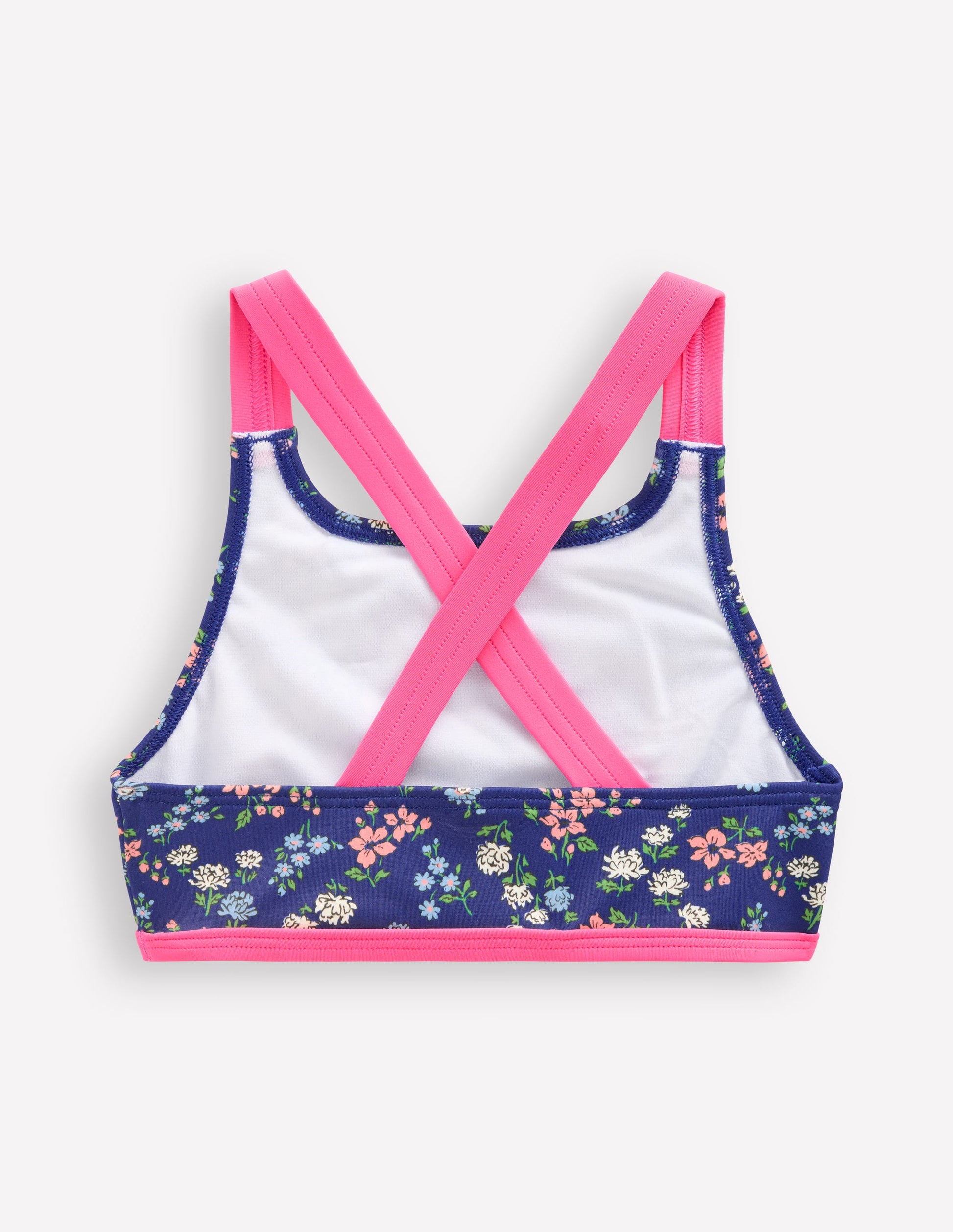 Cross-back Bikini Top-Sapphire Blue Meadow Floral-2