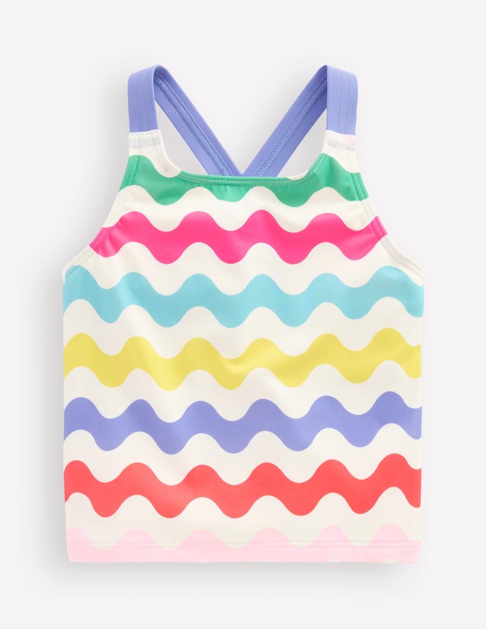 Cross-Back Tankini Top-Multi Wave - Image 1