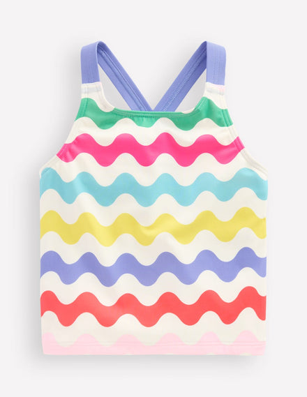 Cross-Back Tankini Top-Multi Wave